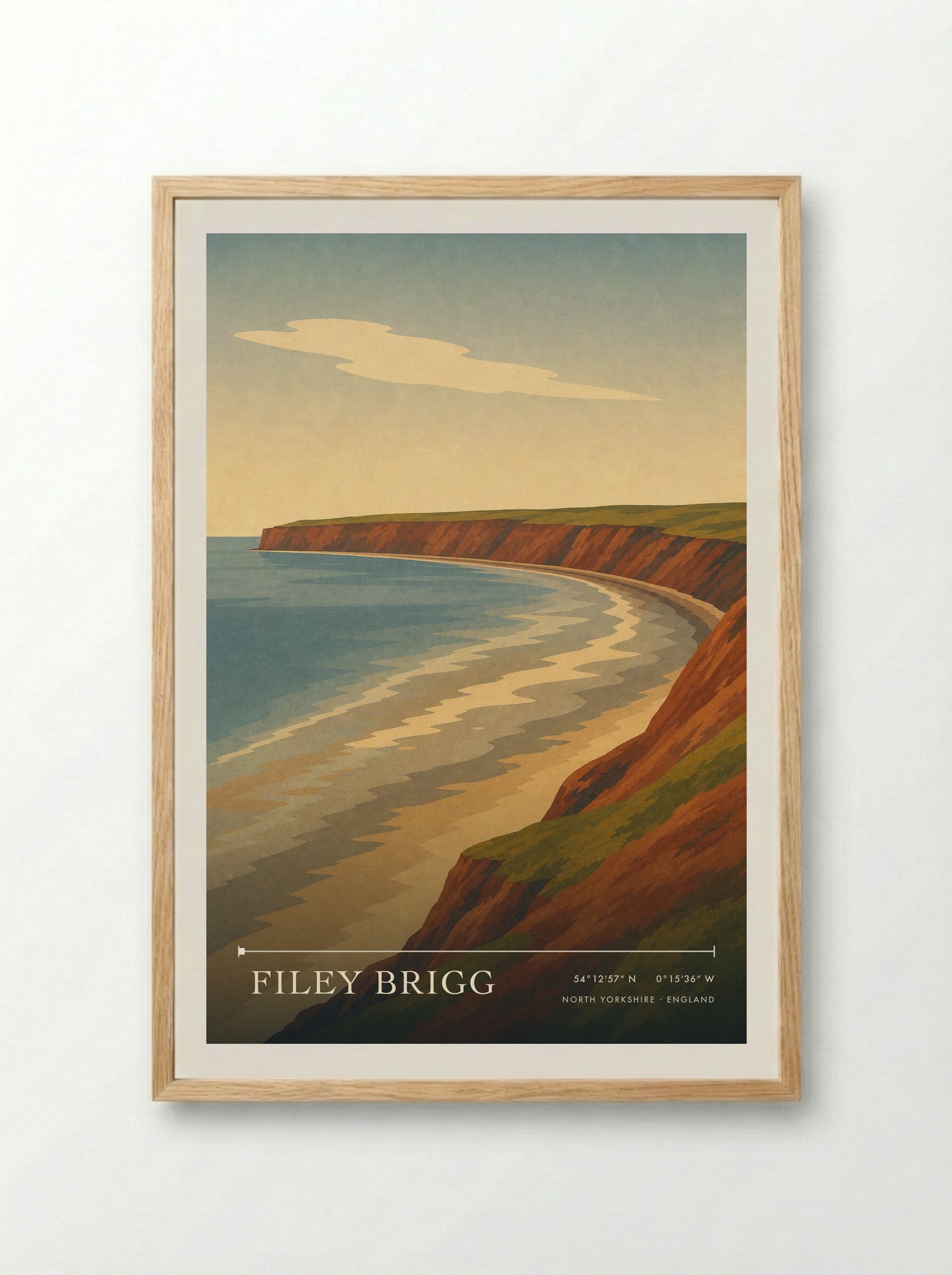 Filey Brigg Travel Poster Artwork - Framed Print Wood