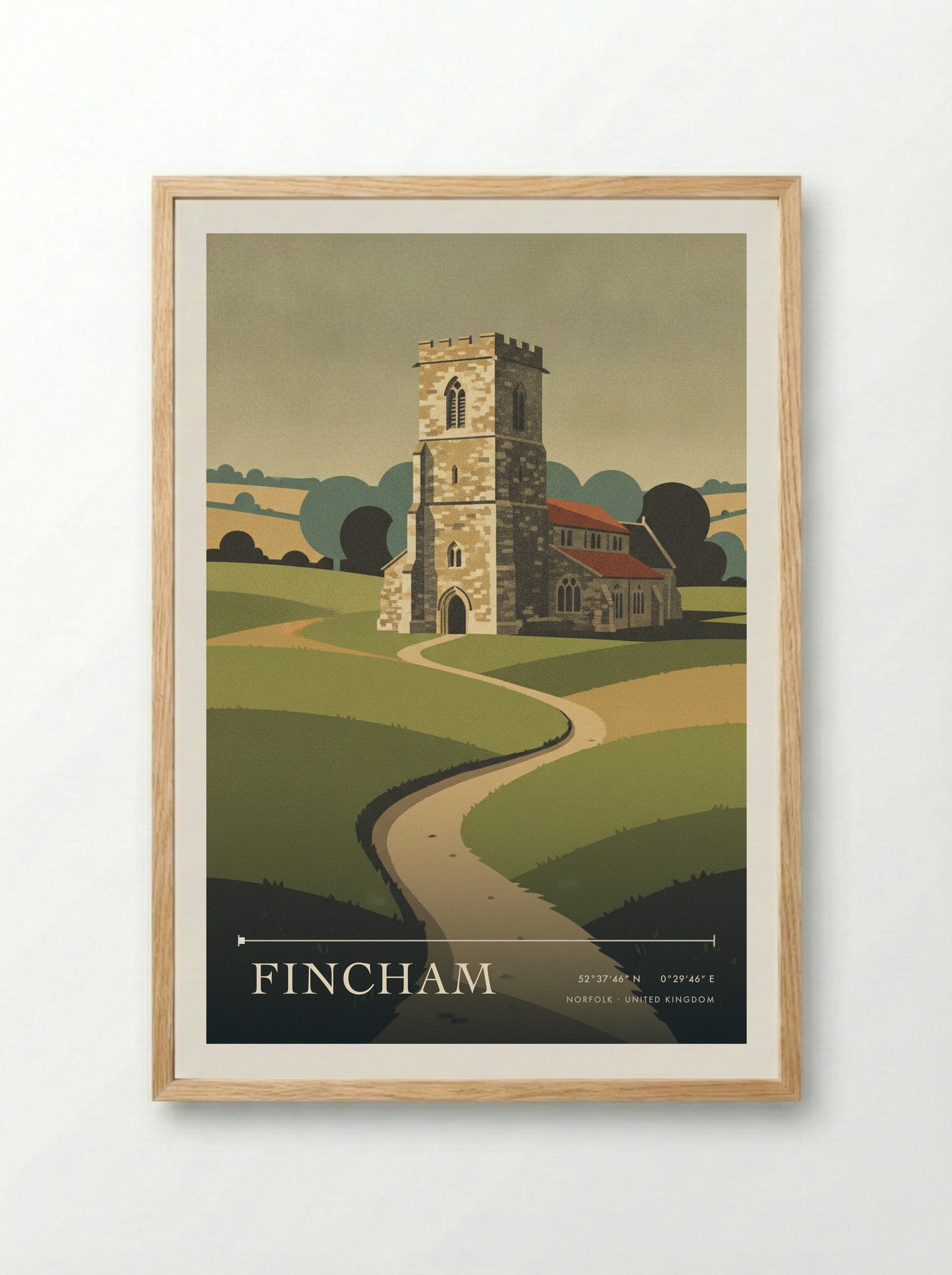 Fincham Norfolk United Kingdom Travel Poster - Framed Print Wood