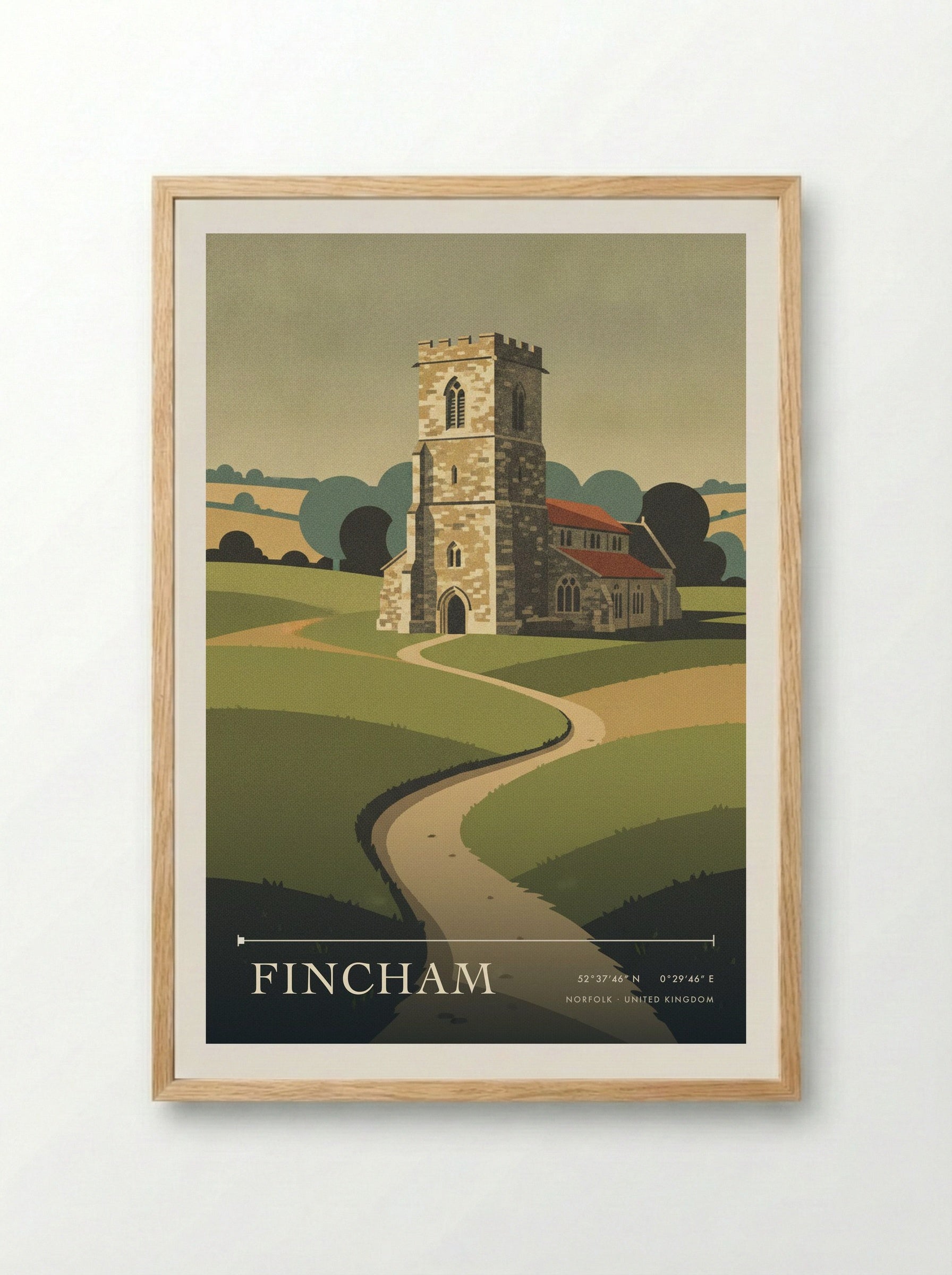 Fincham Norfolk United Kingdom Travel Poster - Framed Print Wood
