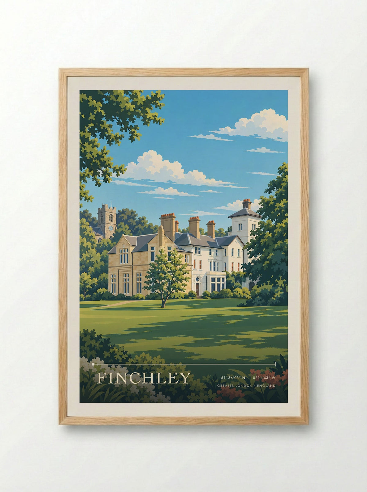 Finchley, Greater London | Travel Poster - Framed Print Wood