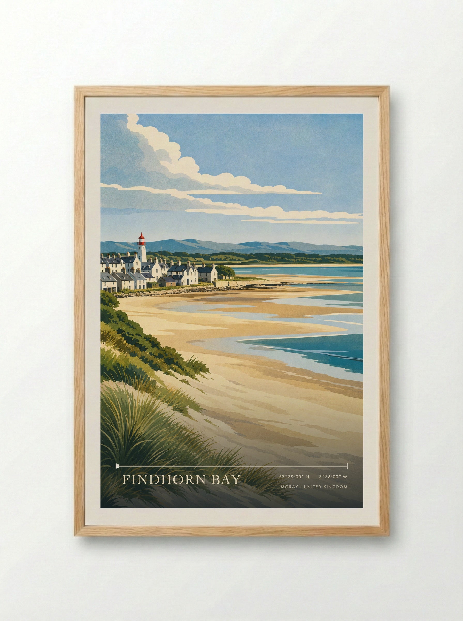 Findhorn Bay Moray United Kingdom Travel Poster - Framed Print Wood