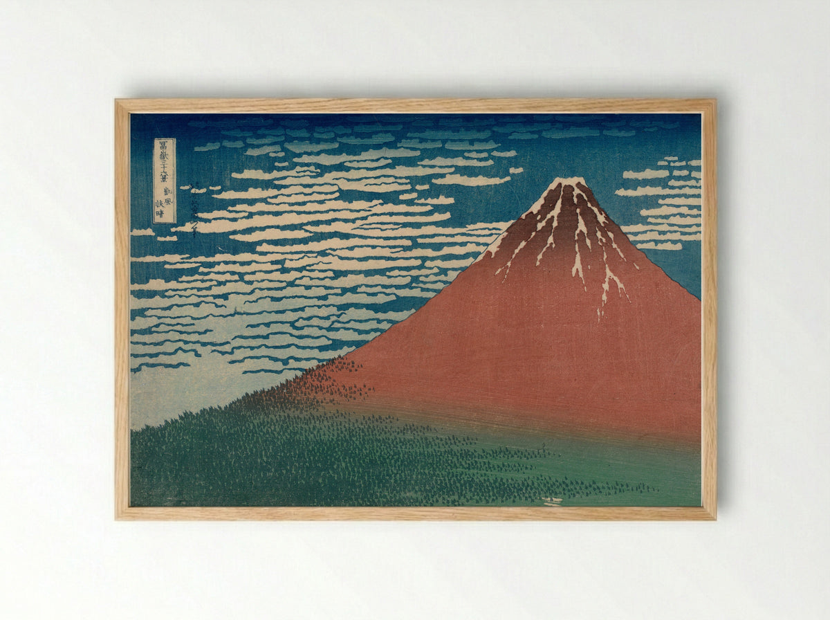 Fine Wind, Clear Morning - Katsushika Hokusai - Framed Print Wood