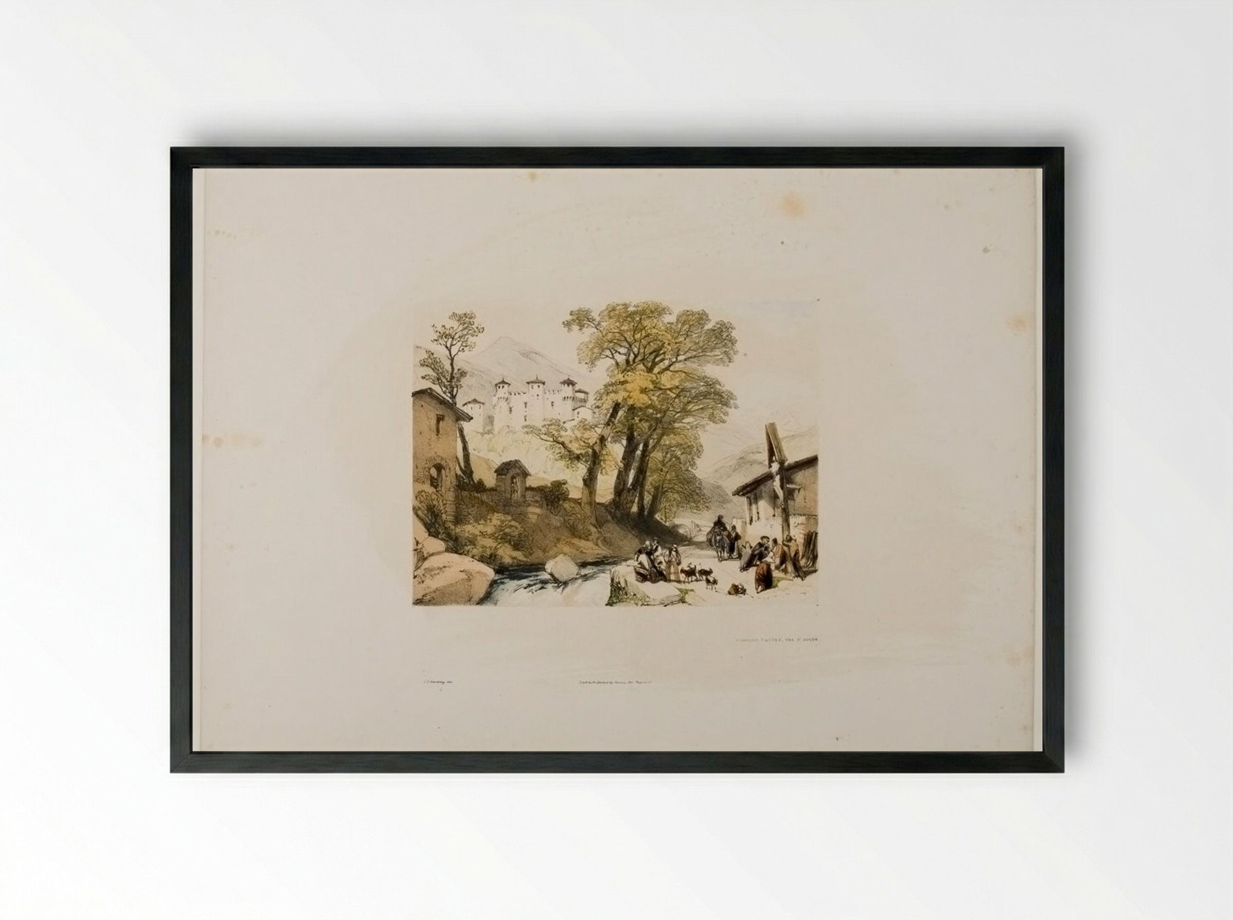 Finisso Castle, Val d'Aosta - James Duffield Harding - Framed Print Black
