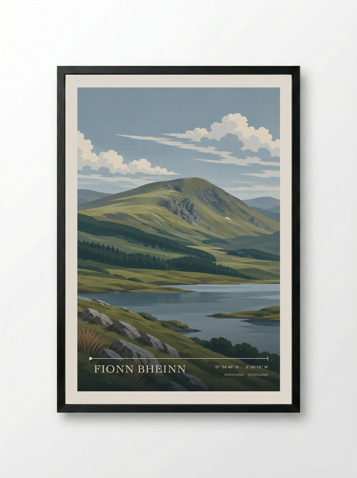 Fionn Bheinn, Highland | Travel Poster - Framed Print Black