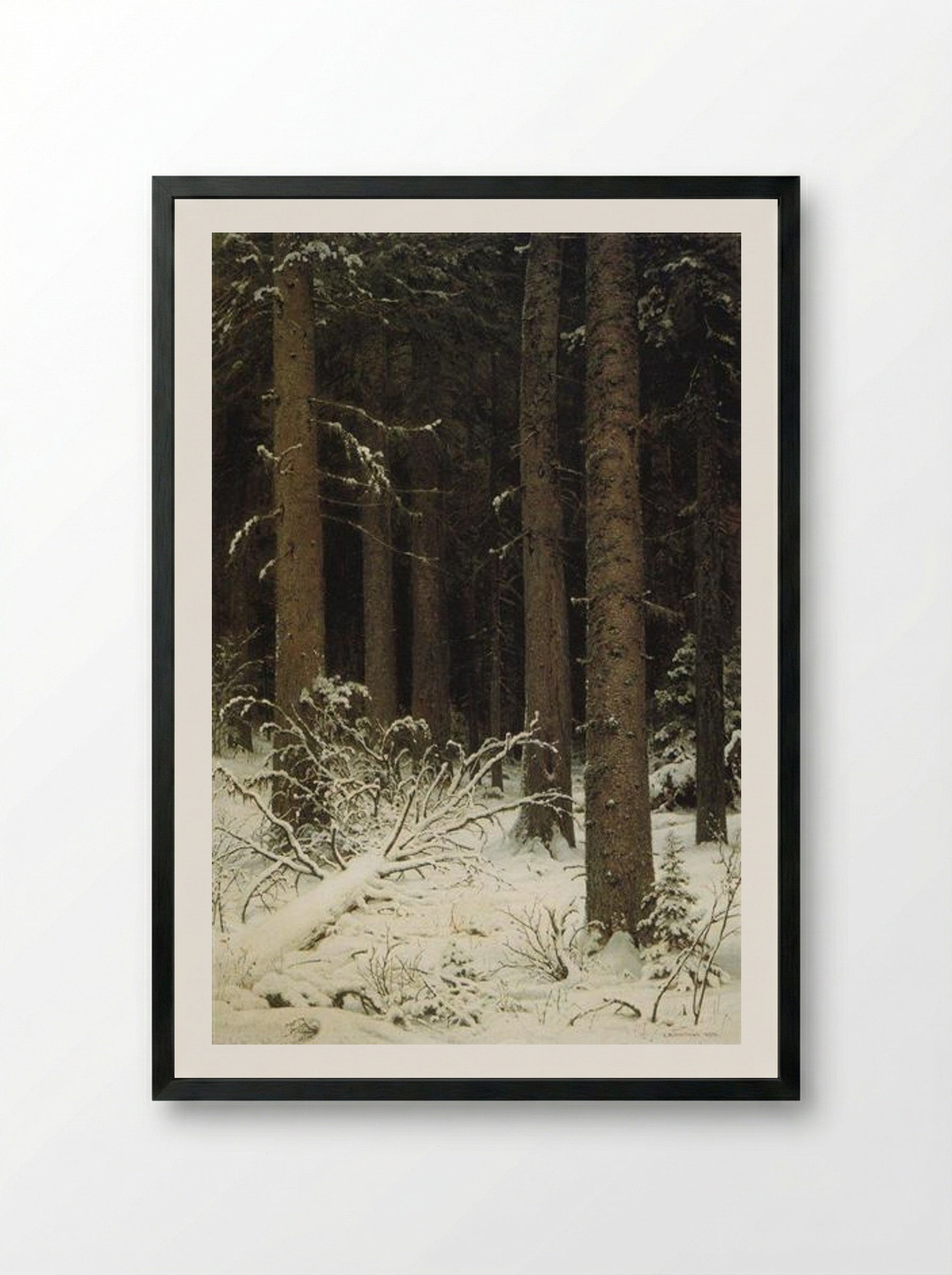 Fir Forest in Winter - Ivan Shishkin - Framed Print Black