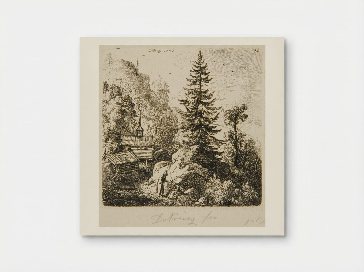 Fir Tree on a Rock - Christian Wilhelm Ernst Dietrich - Poster