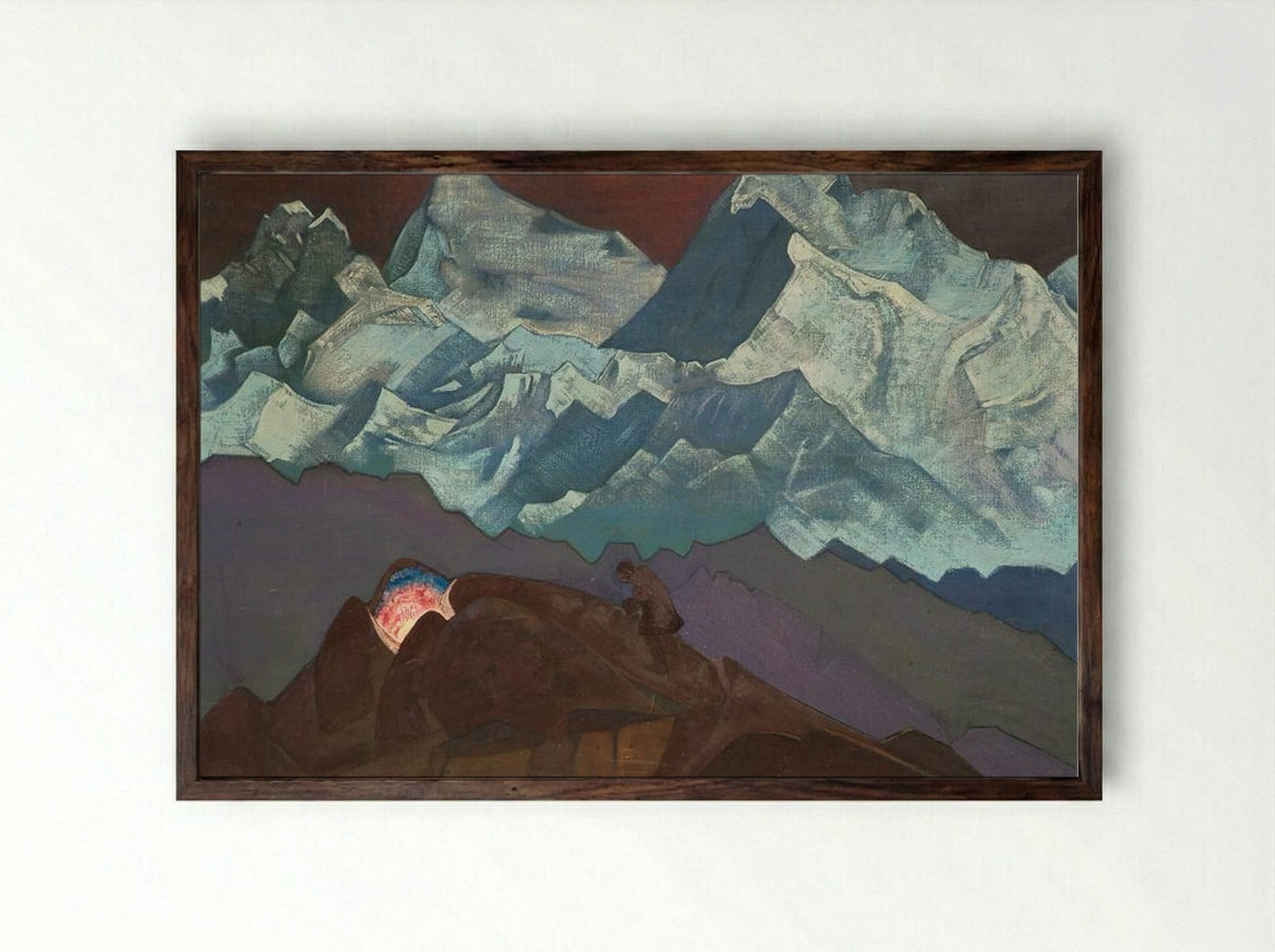 Fire Blossom - Nicholas Roerich - Framed Print Dark Wood