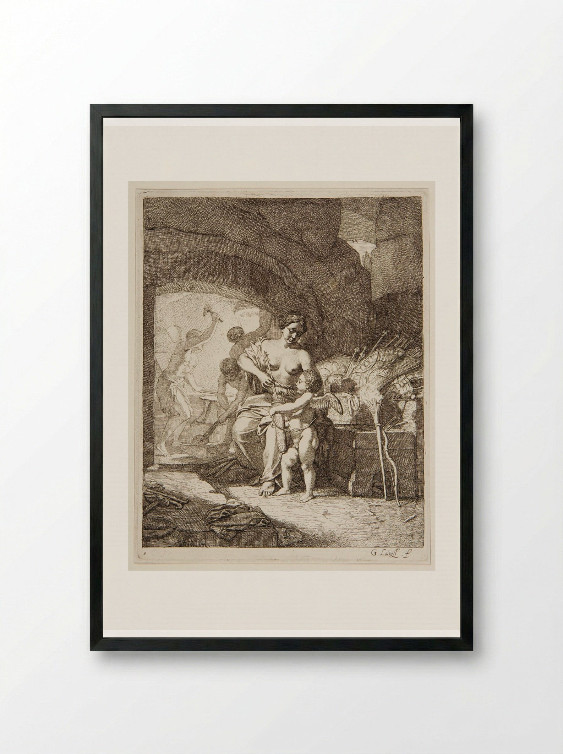 Fire - Gérard de Lairesse - Framed Print Black