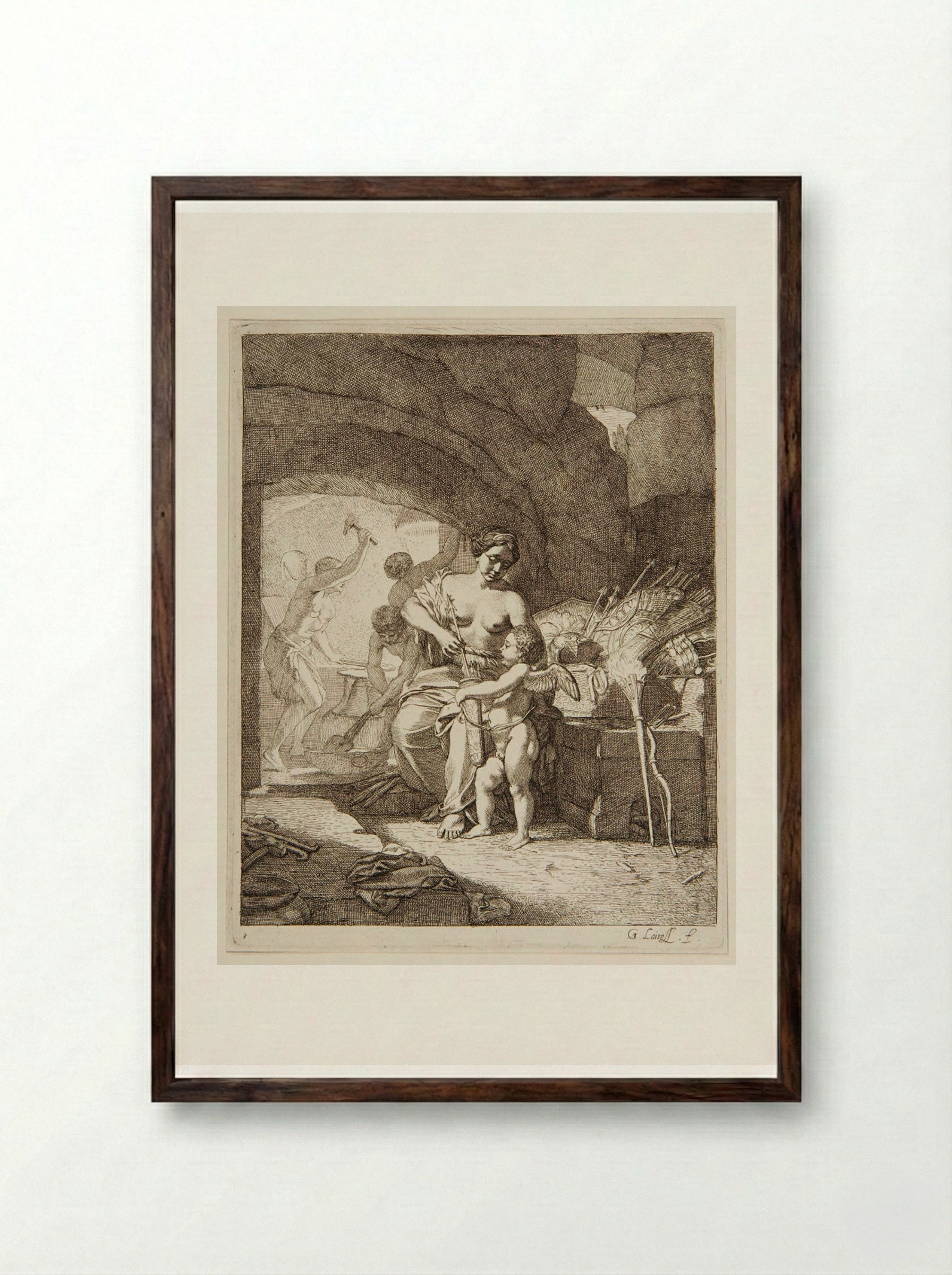 Fire - Gérard de Lairesse - Framed Print Dark Wood