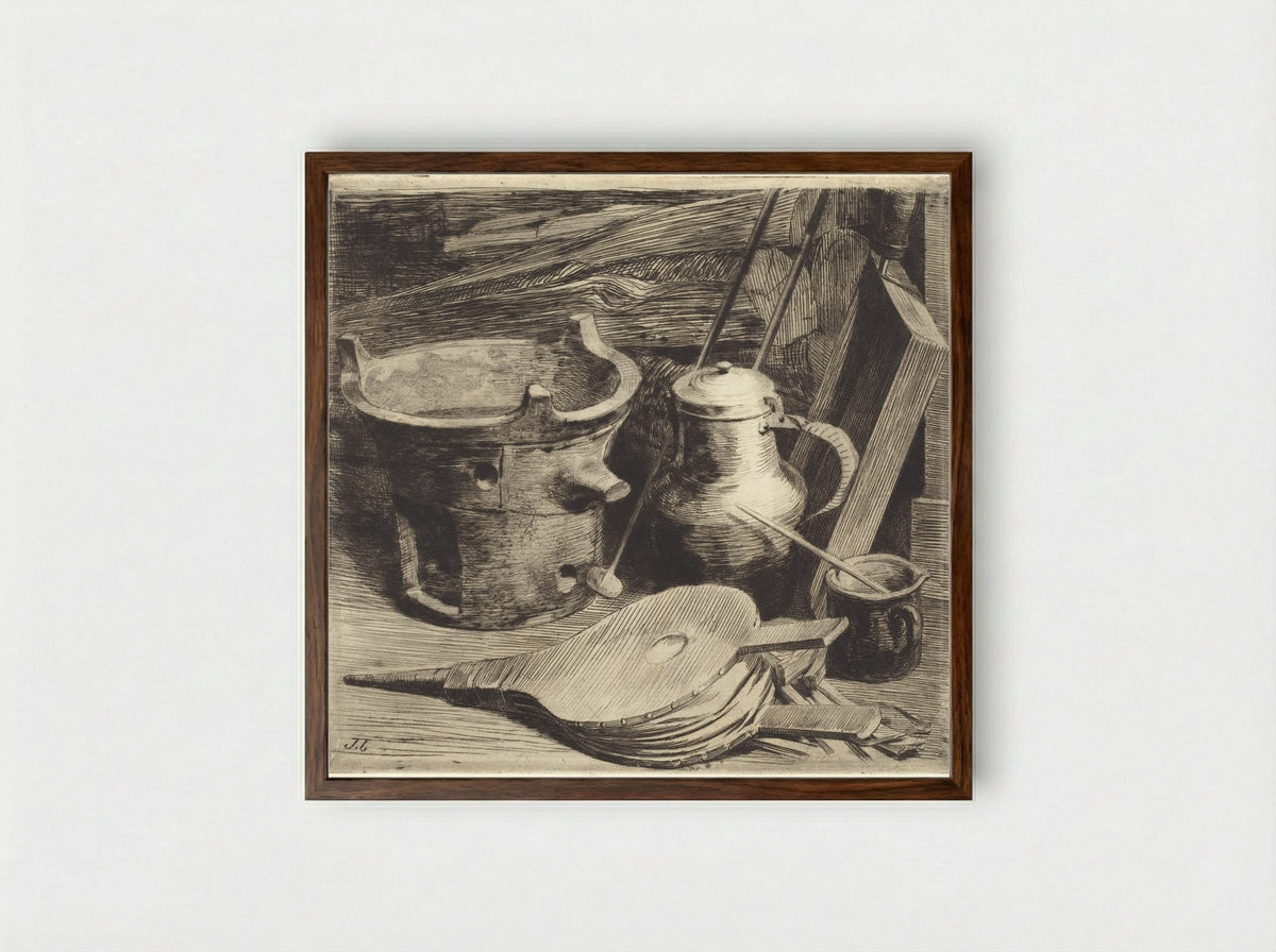 Fire - Jules Ferdinand Jacquemart - Framed Print Dark Wood