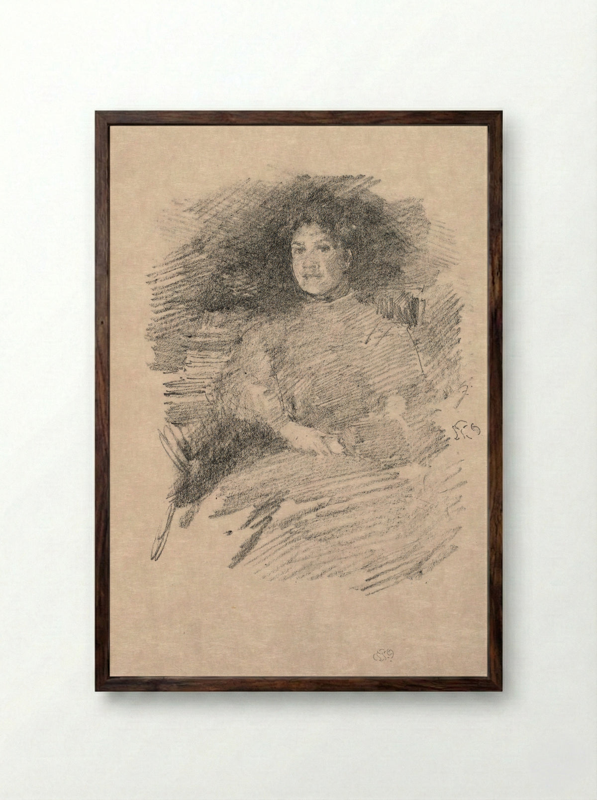Firelight (Mrs. Pennell) - James McNeill Whistler - Framed Print Dark Wood