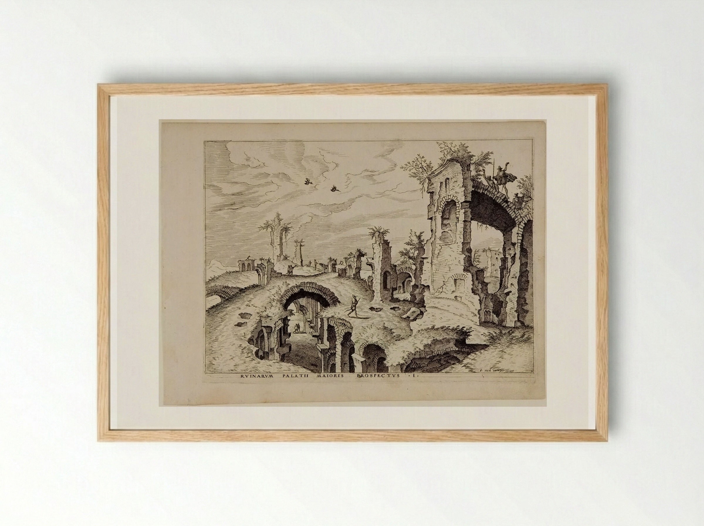 First View of Ruins on the Palatine - Hieronymus Cock - Framed Print Wood