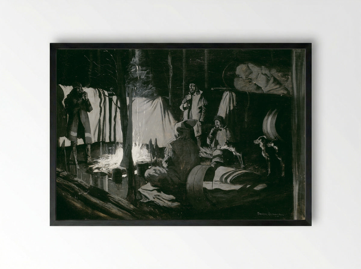 First and Best Camp of the Trip - Frederic Remington - Framed Print Black