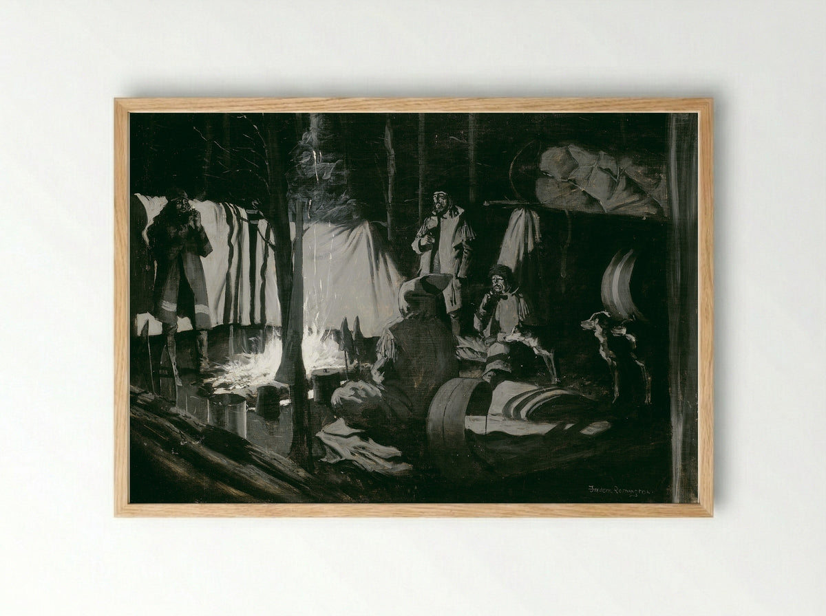 First and Best Camp of the Trip - Frederic Remington - Framed Print Wood