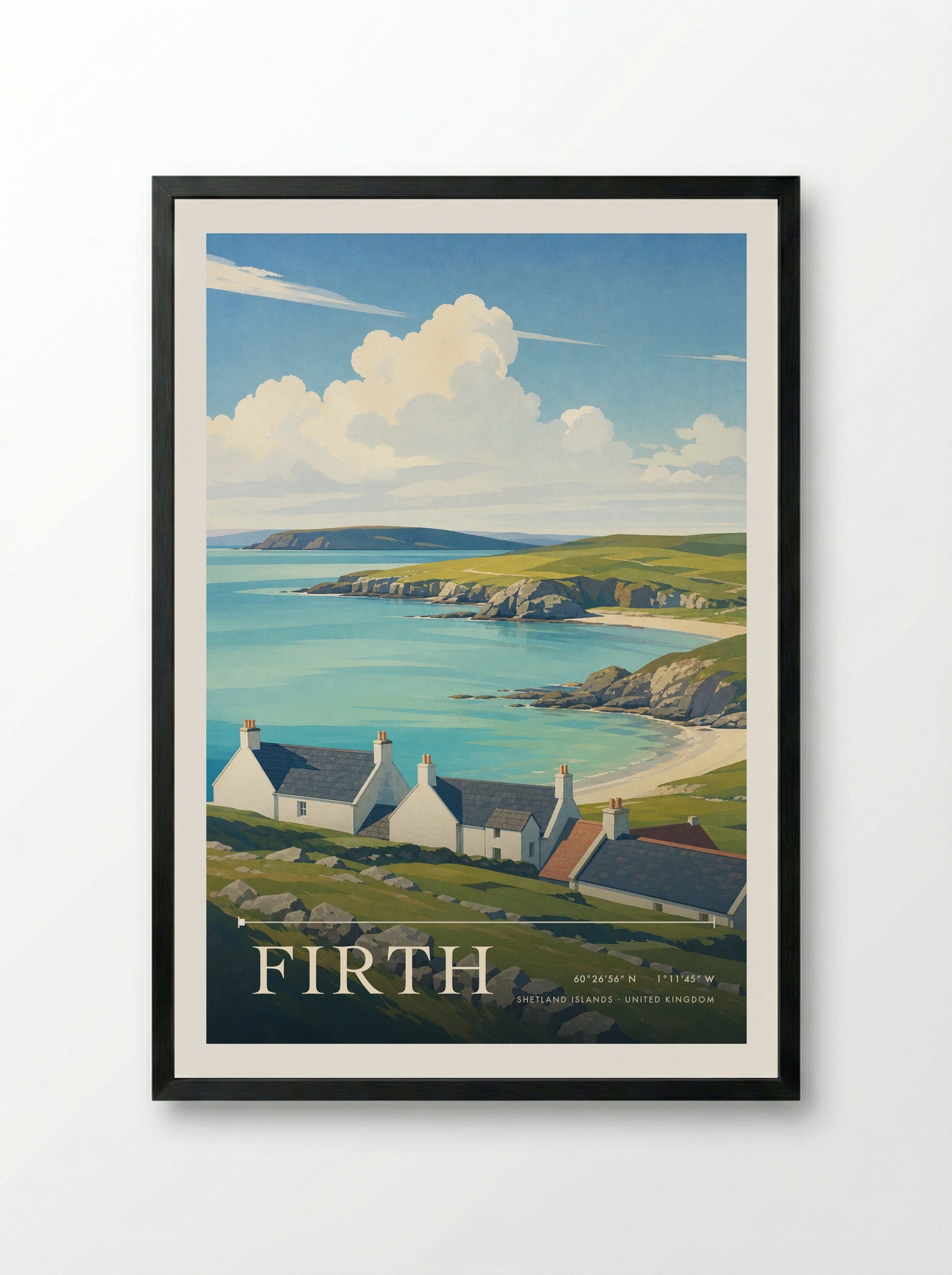 Firth Shetland Islands United Kingdom Travel Poster - Framed Print Black