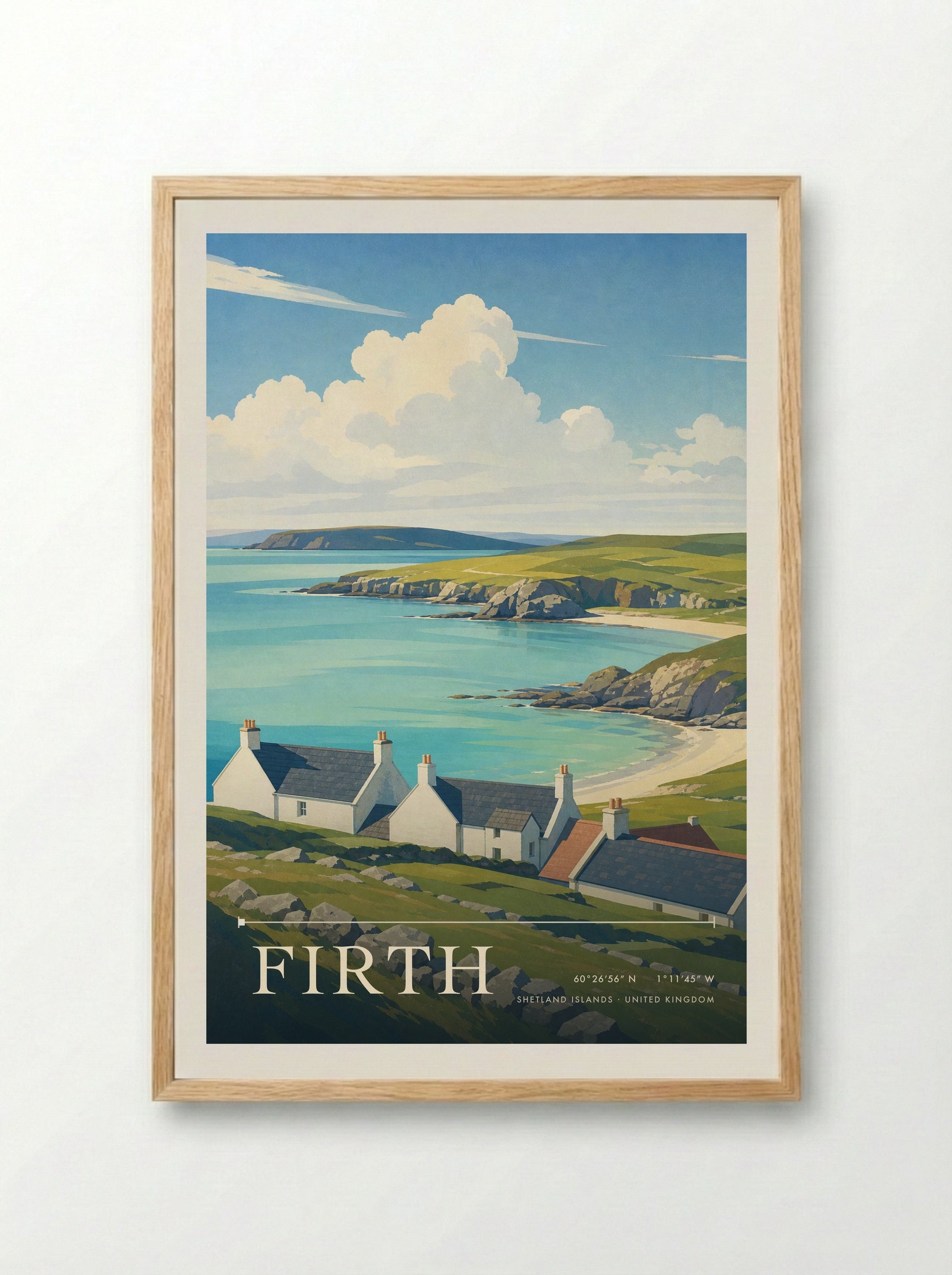Firth Shetland Islands United Kingdom Travel Poster - Framed Print Wood