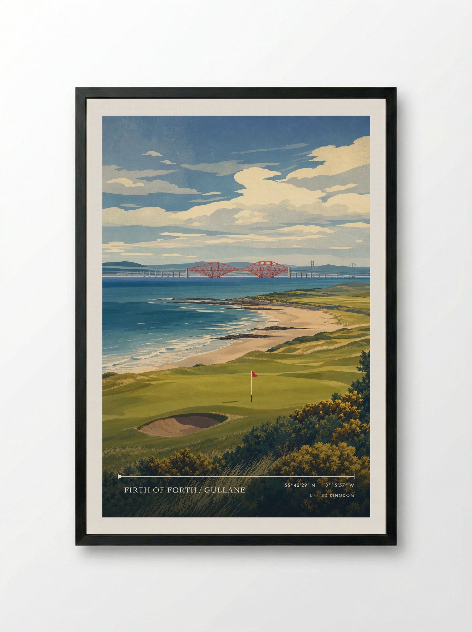 Firth of Forth / Gullane United Kingdom Travel Poster - Framed Print Black