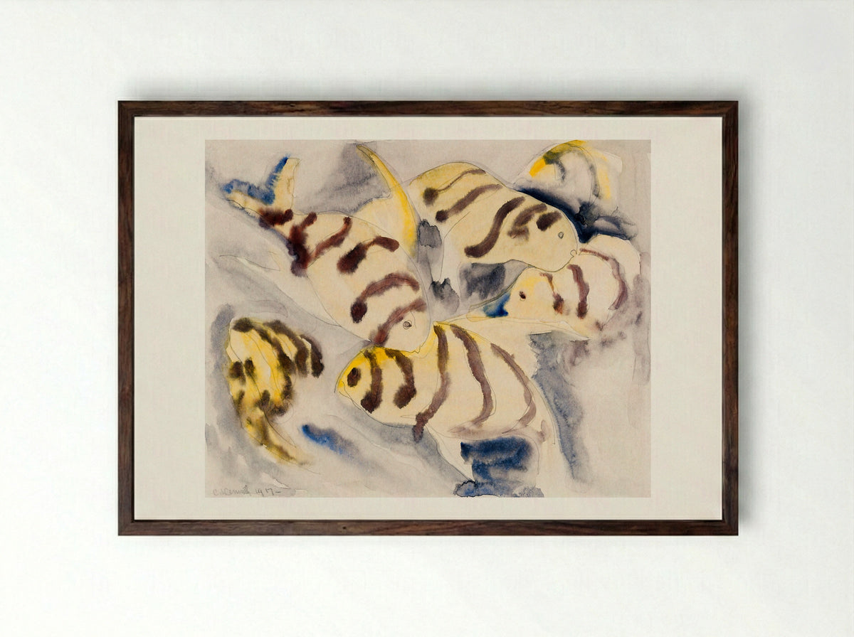 Fish Series, No. 3 - Charles Demuth - Framed Print Dark Wood