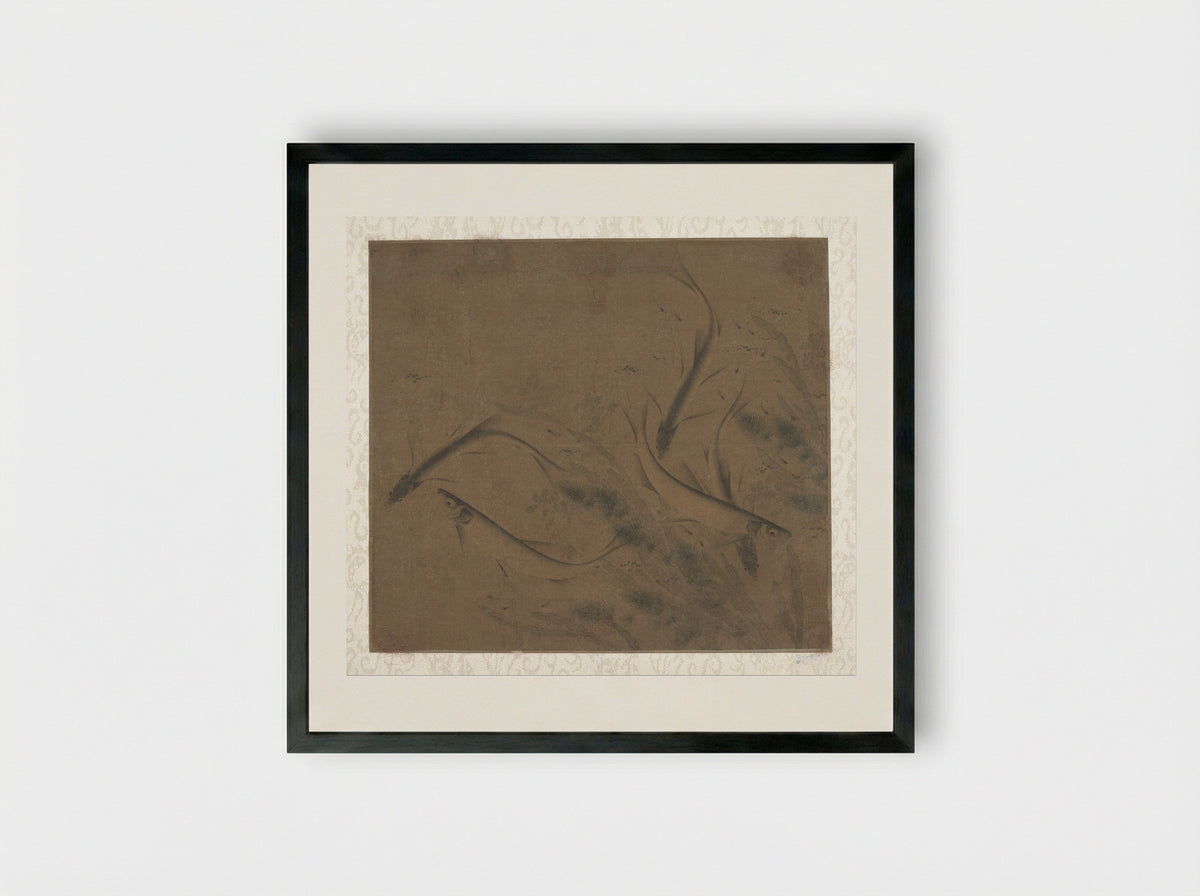 Fish at Play - Zhao Kexiong - Framed Print Black
