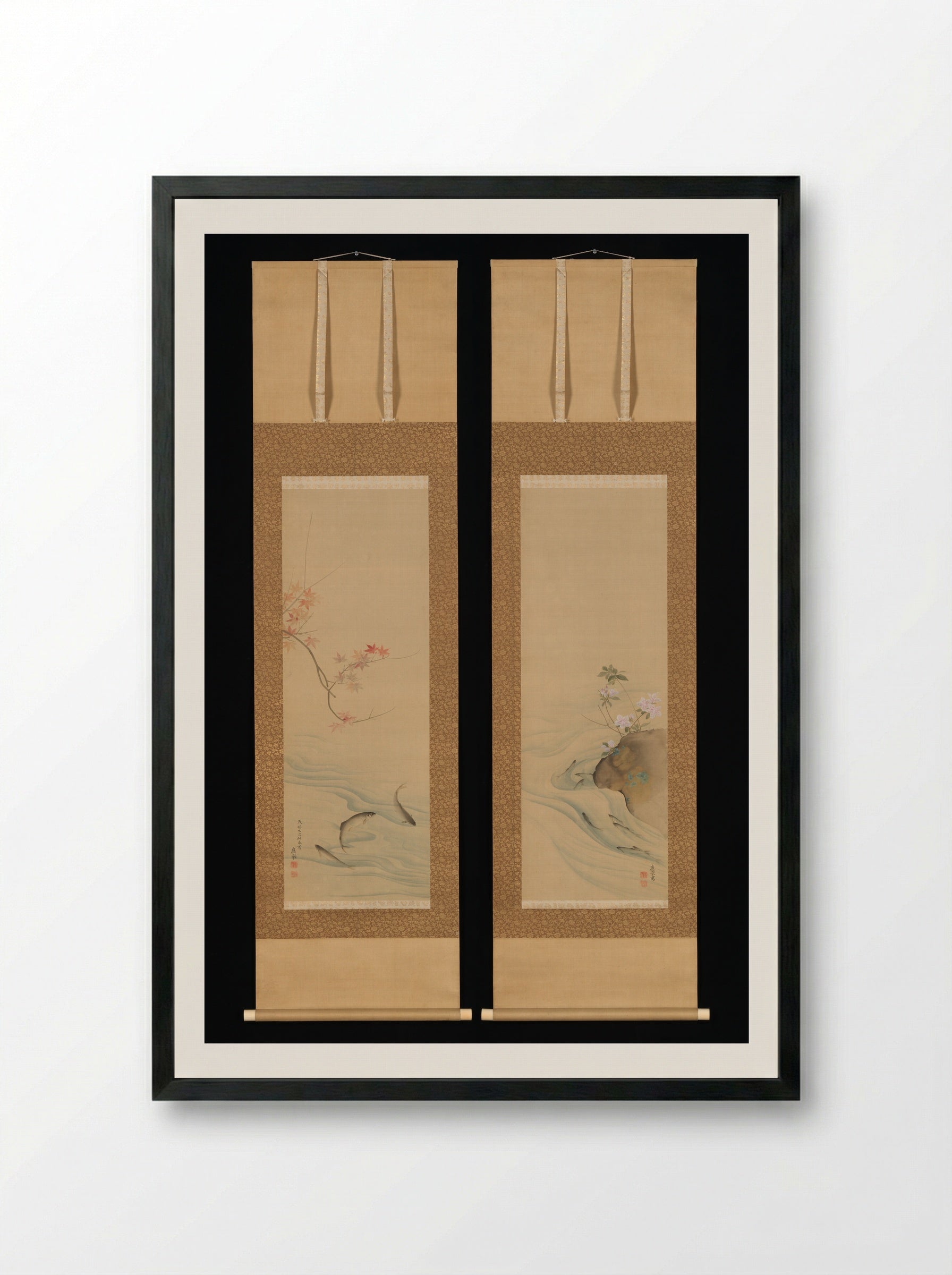 Fish in Summer and Autumn - Maruyama Ōkyo - Framed Print Black