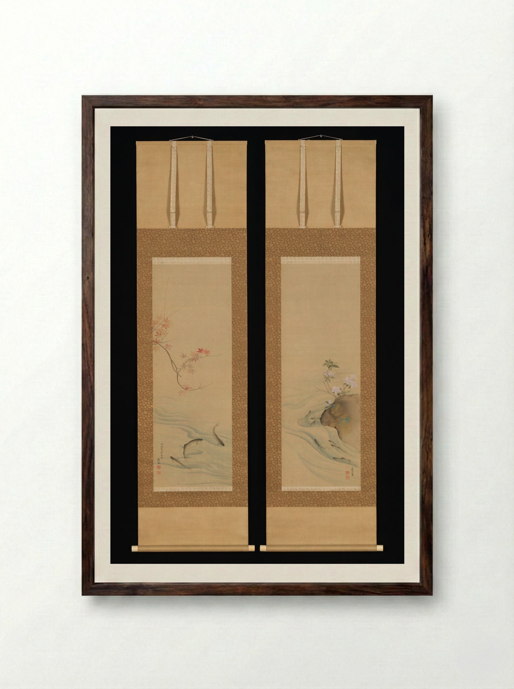 Fish in Summer and Autumn - Maruyama Ōkyo - Framed Print Dark Wood