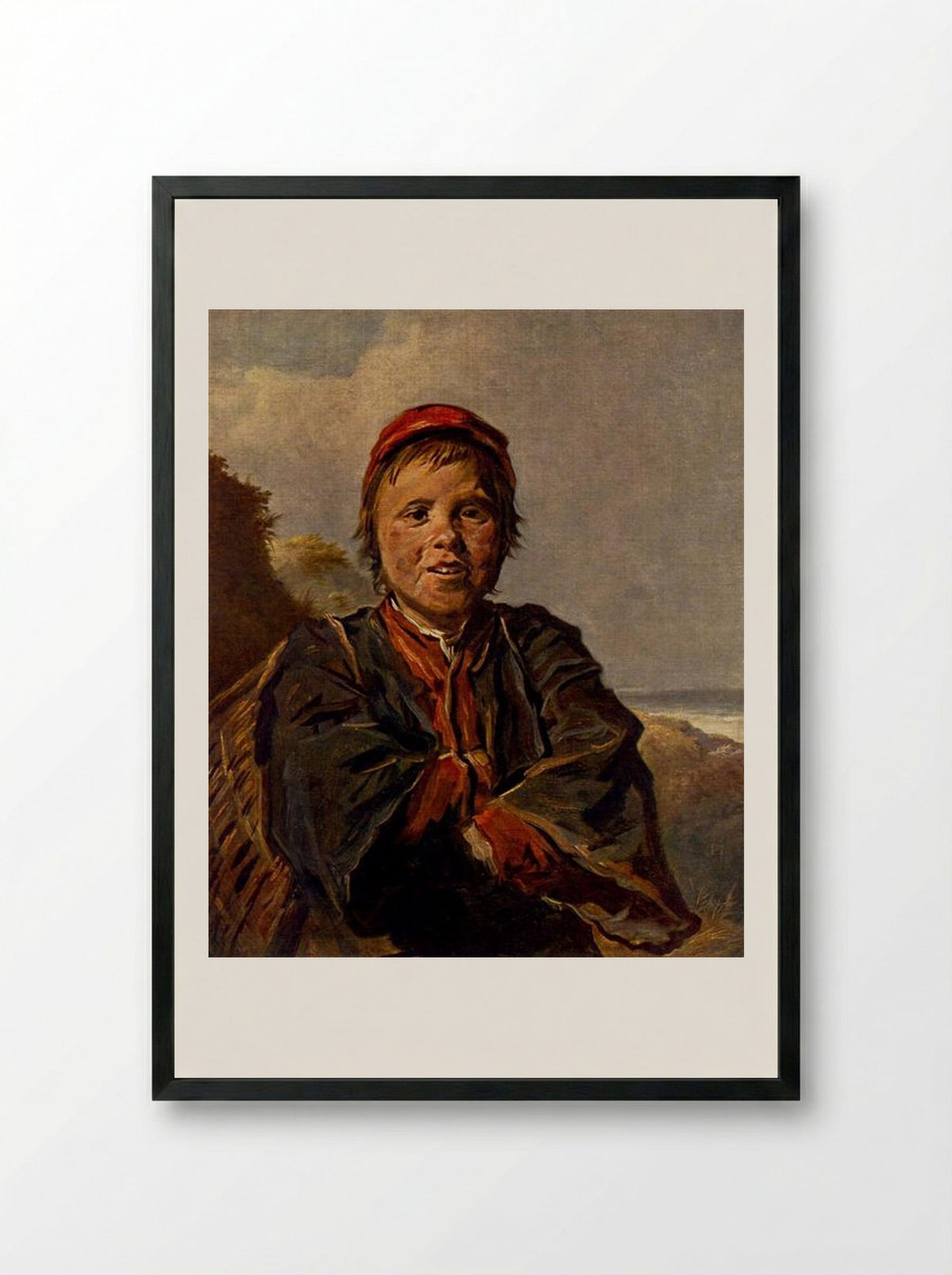 Fisher Boy - Frans Hals - Framed Print Black