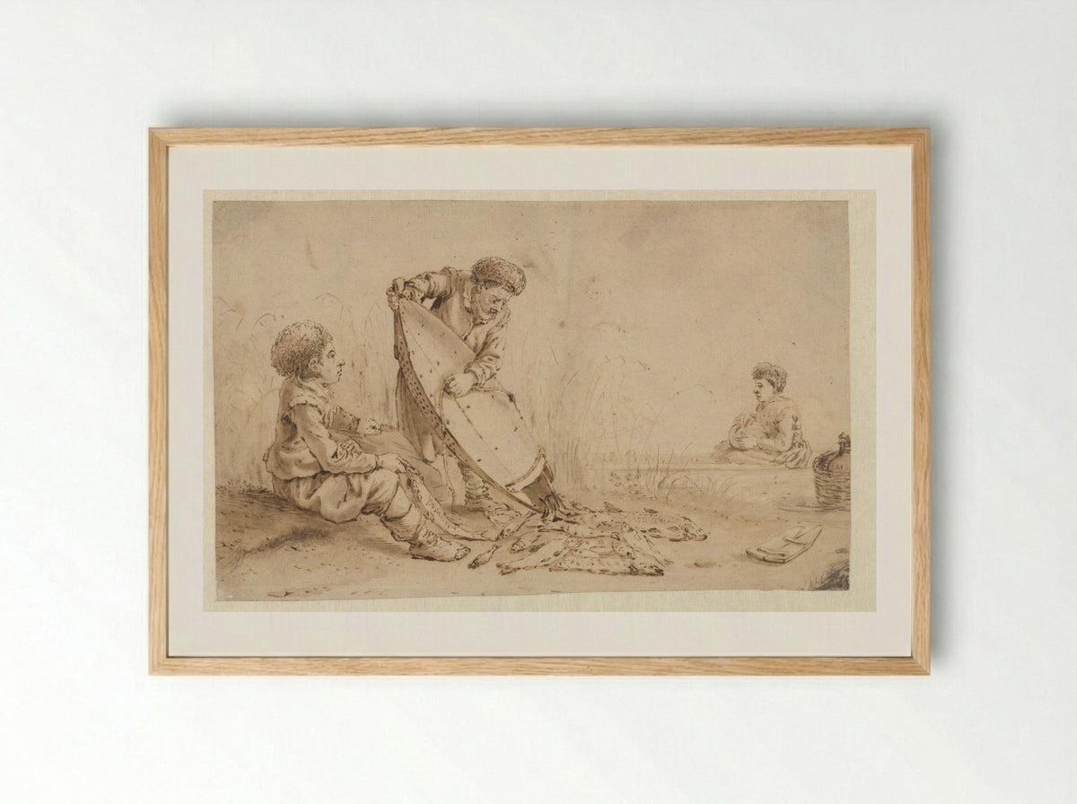 Fisherman Emptying His Net - Arent Arentsz. - Framed Print Wood