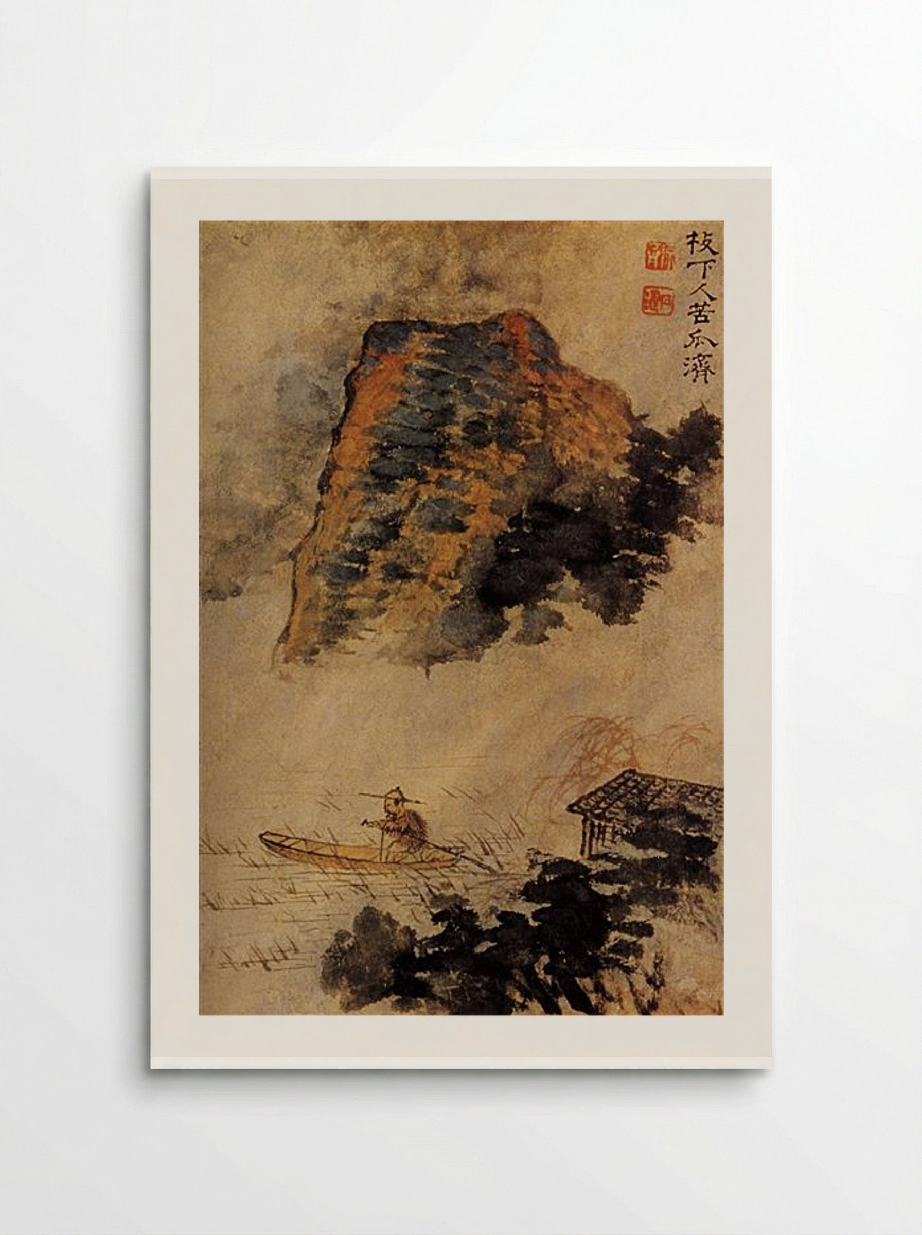 Fisherman Under a Cliff - Shitao - Poster
