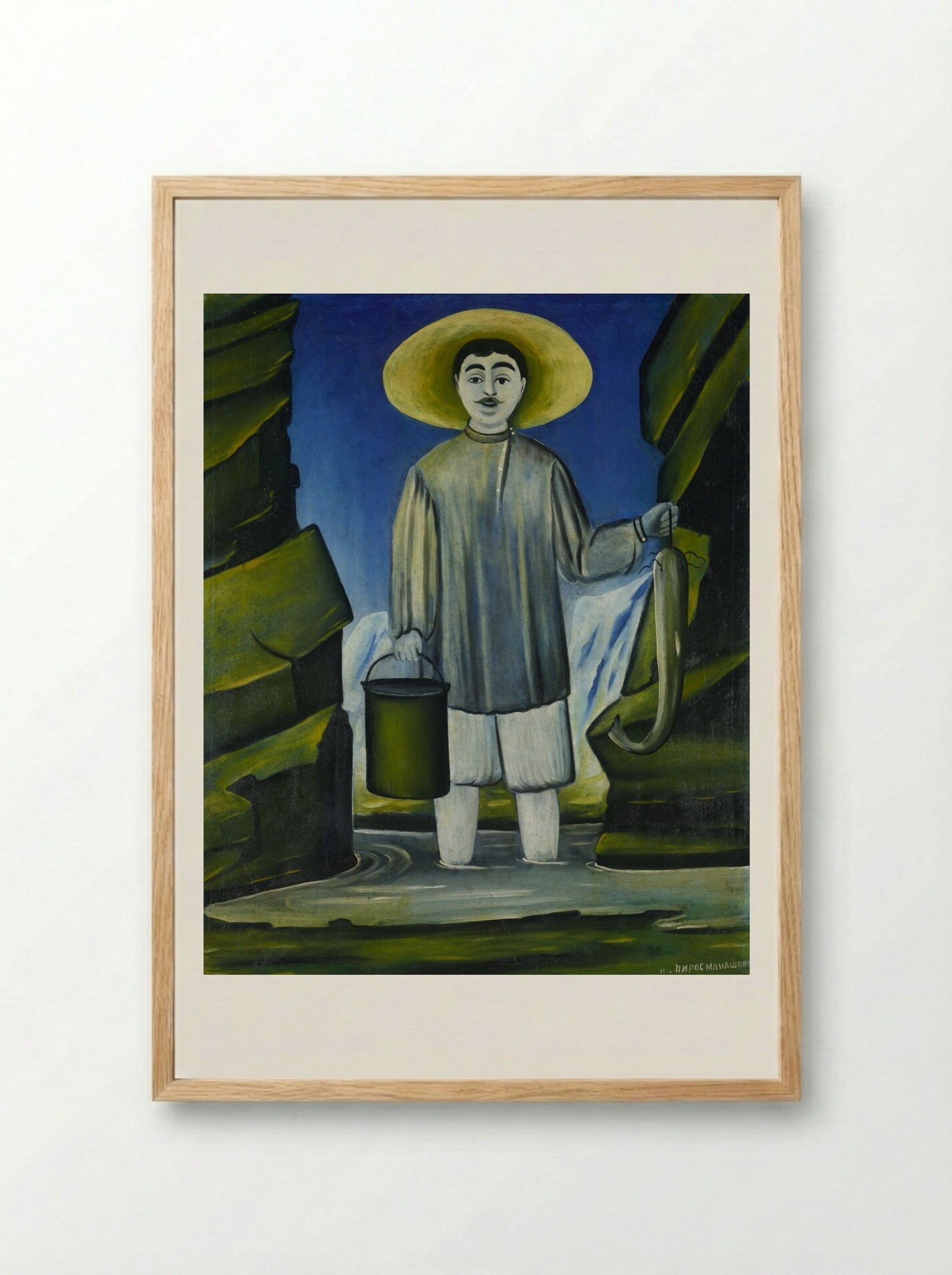 Fisherman among Rocks - Niko Pirosmani - Framed Print Wood