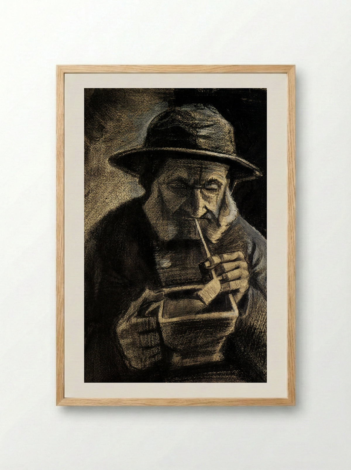 Fisherman with Sou'wester, Pipe and Coal-pan - Vincent van Gogh - Framed Print Wood