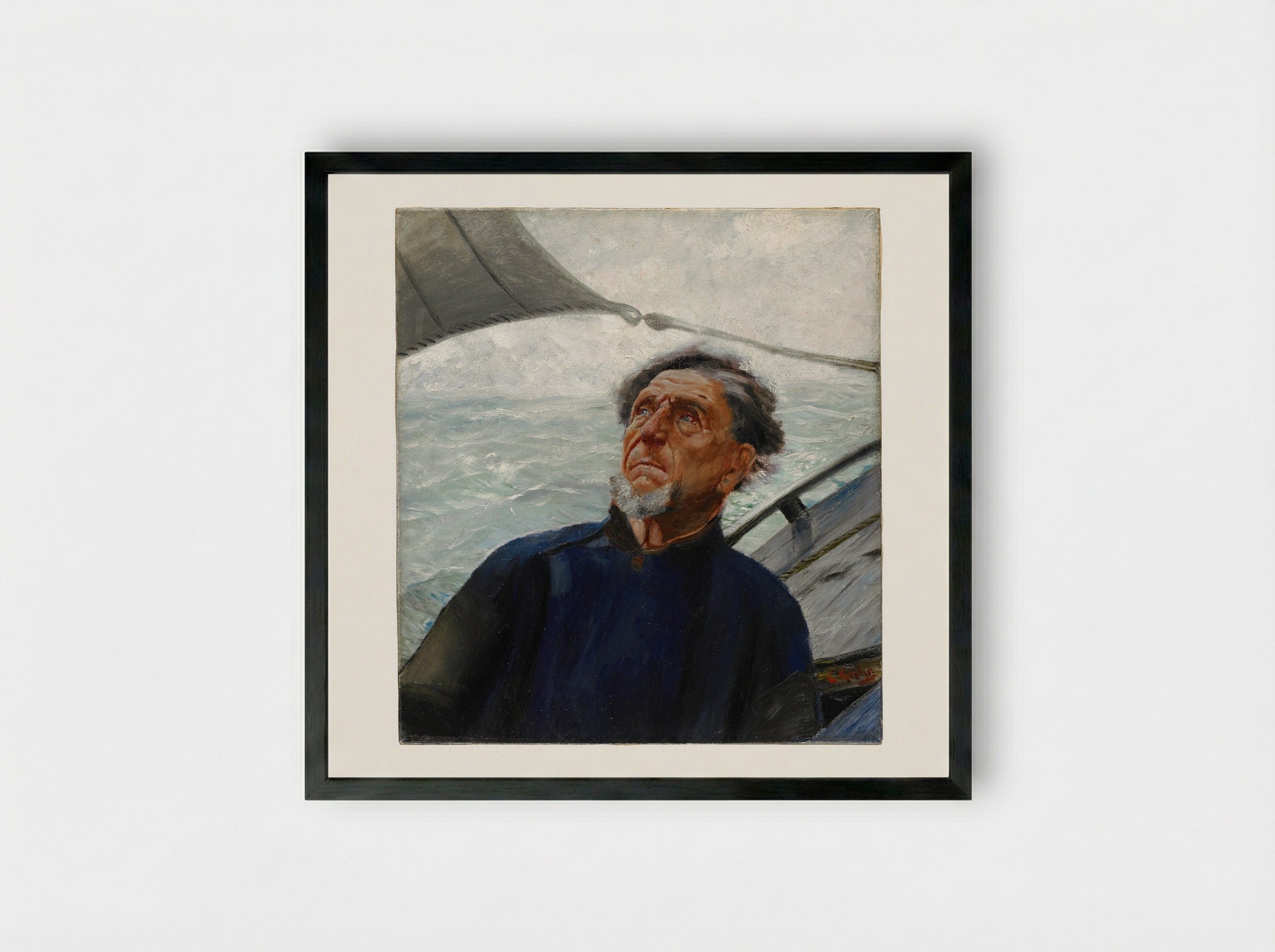 Fisherman - Christian Krohg - Framed Print Black