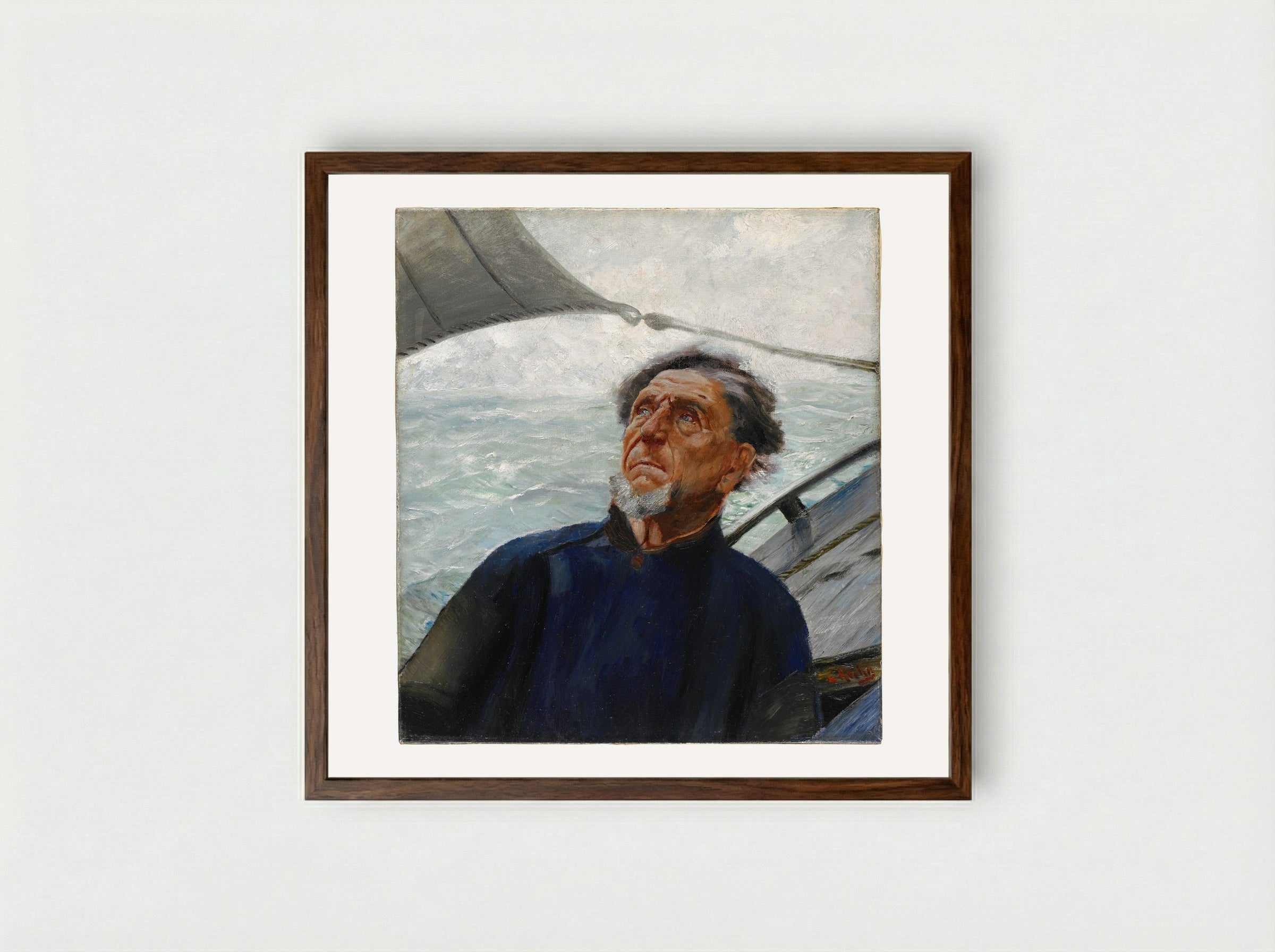 Fisherman - Christian Krohg - Framed Print Dark Wood
