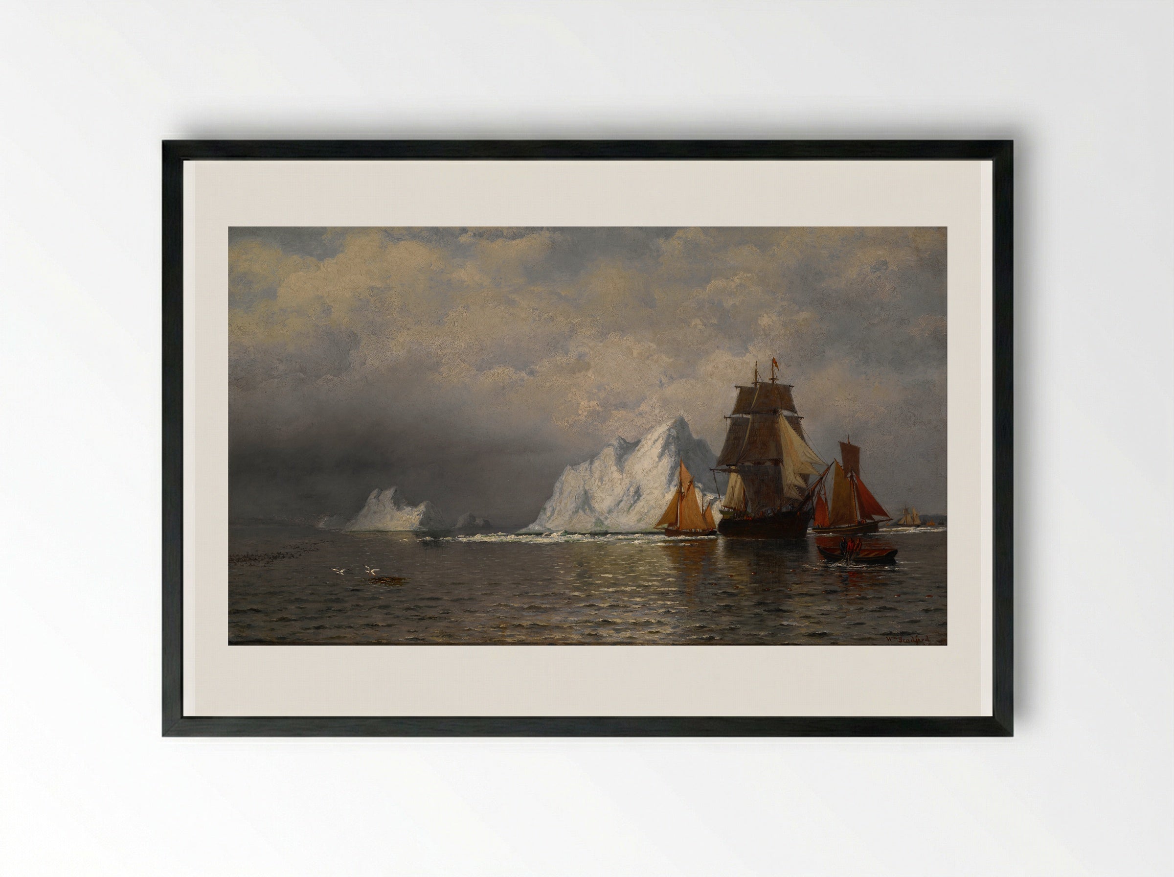 Fishermen off the Coast of Labrador - William Bradford - Framed Print Black