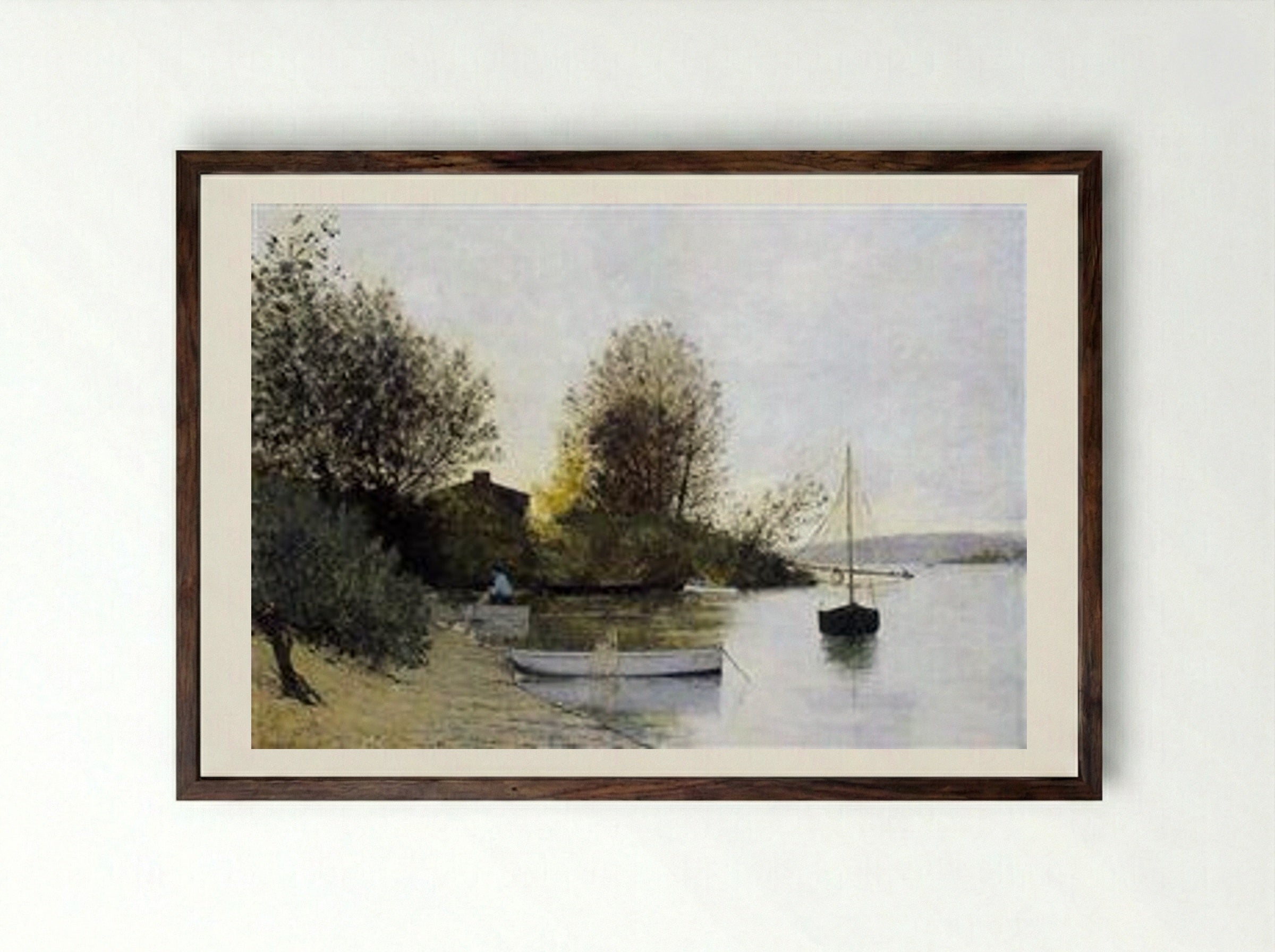 Fishermen on the Banks of the Loire - Maxime Maufra - Framed Print Dark Wood