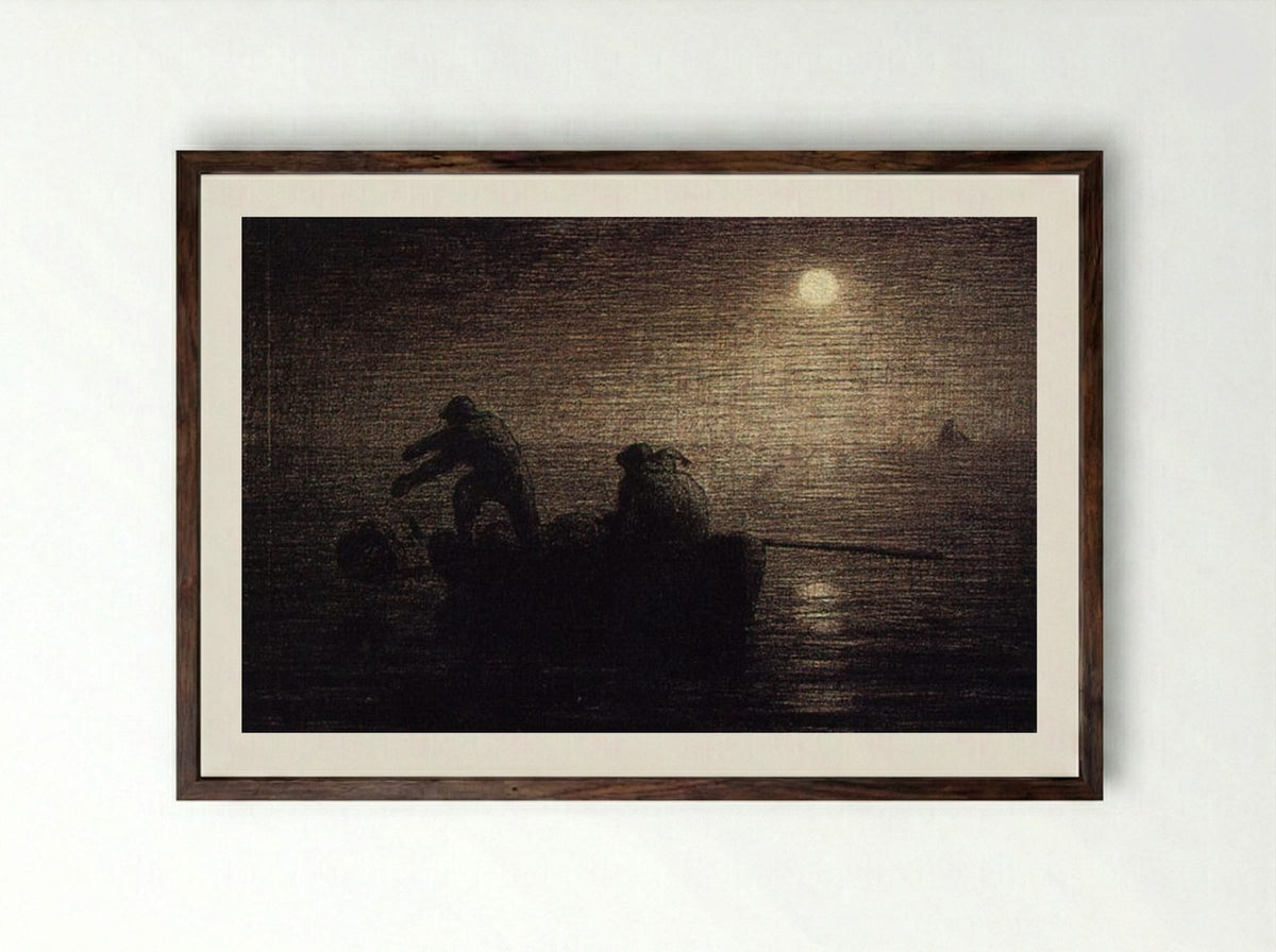 Fishermen - Jean-Francois Millet - Framed Print Dark Wood