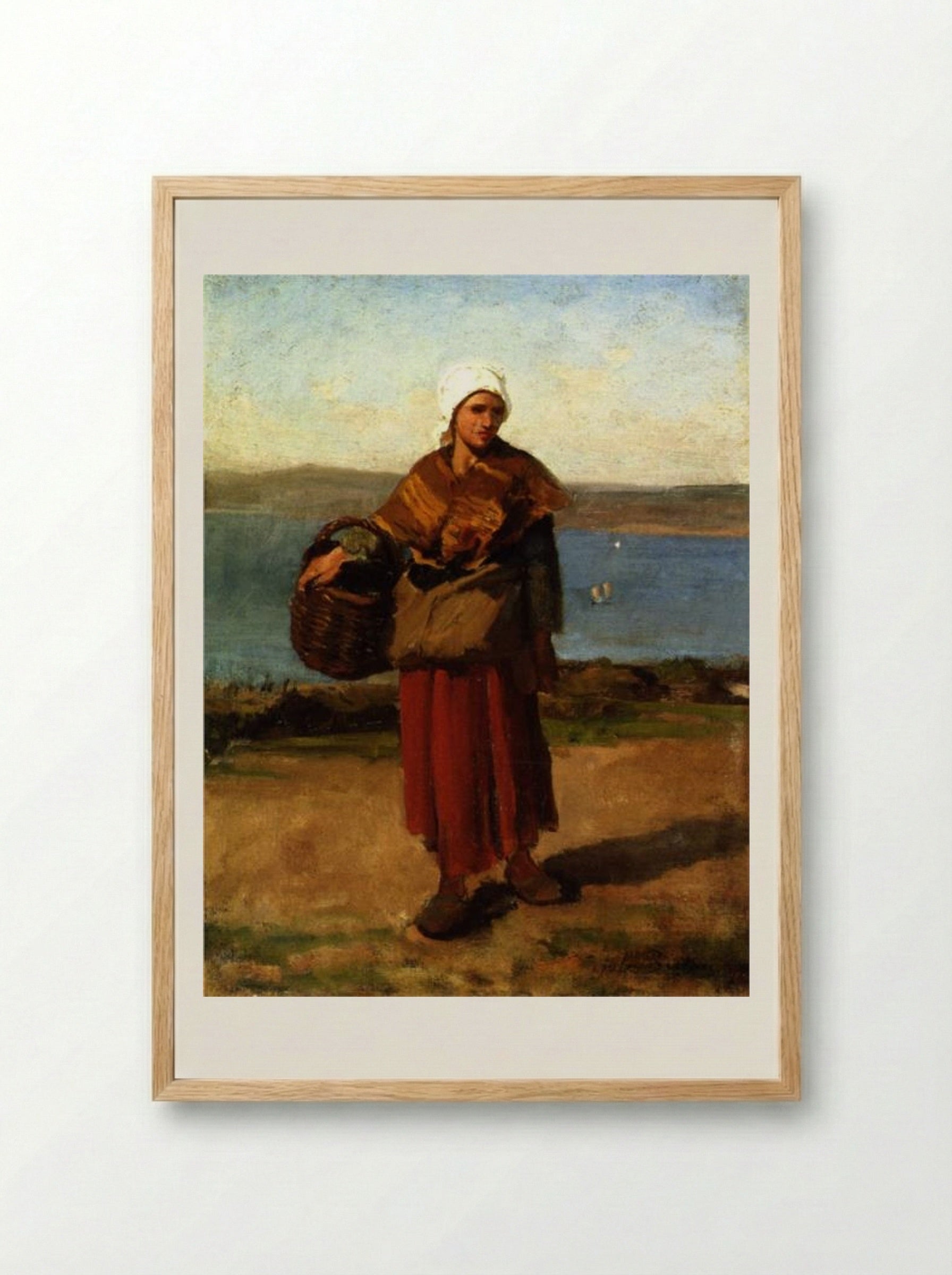 Fisherwoman, Douarnenez - Jules Breton - Framed Print Wood