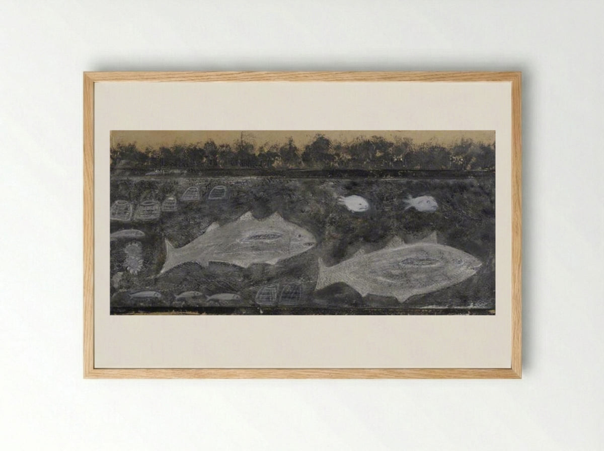 Fishes and Lobster Pots - Alfred Wallis - Framed Print Wood