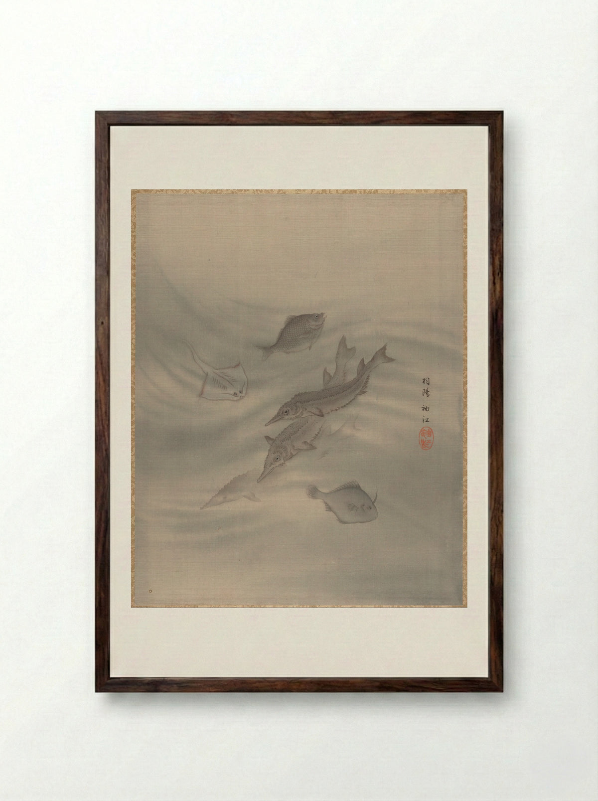Fishes - Seki Shūkō - Framed Print Dark Wood