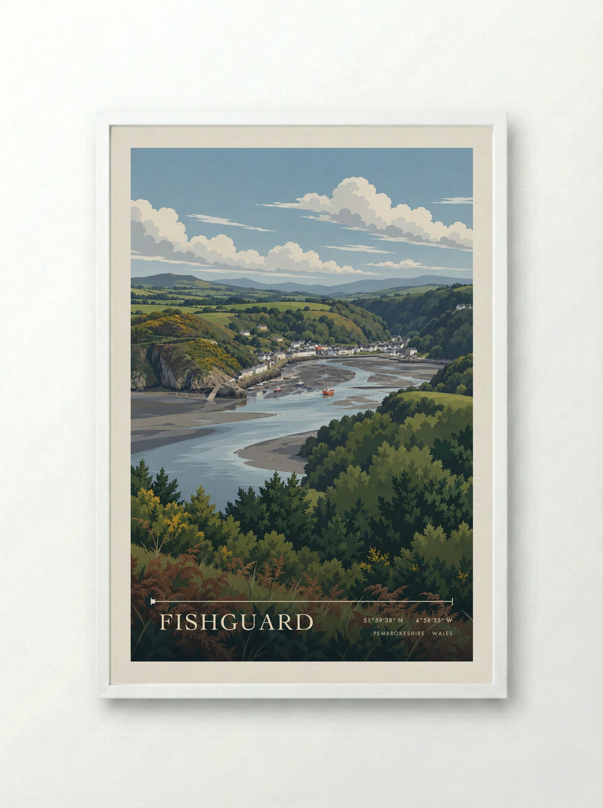 Fishguard, Pembrokeshire | Travel Poster - Framed Print White