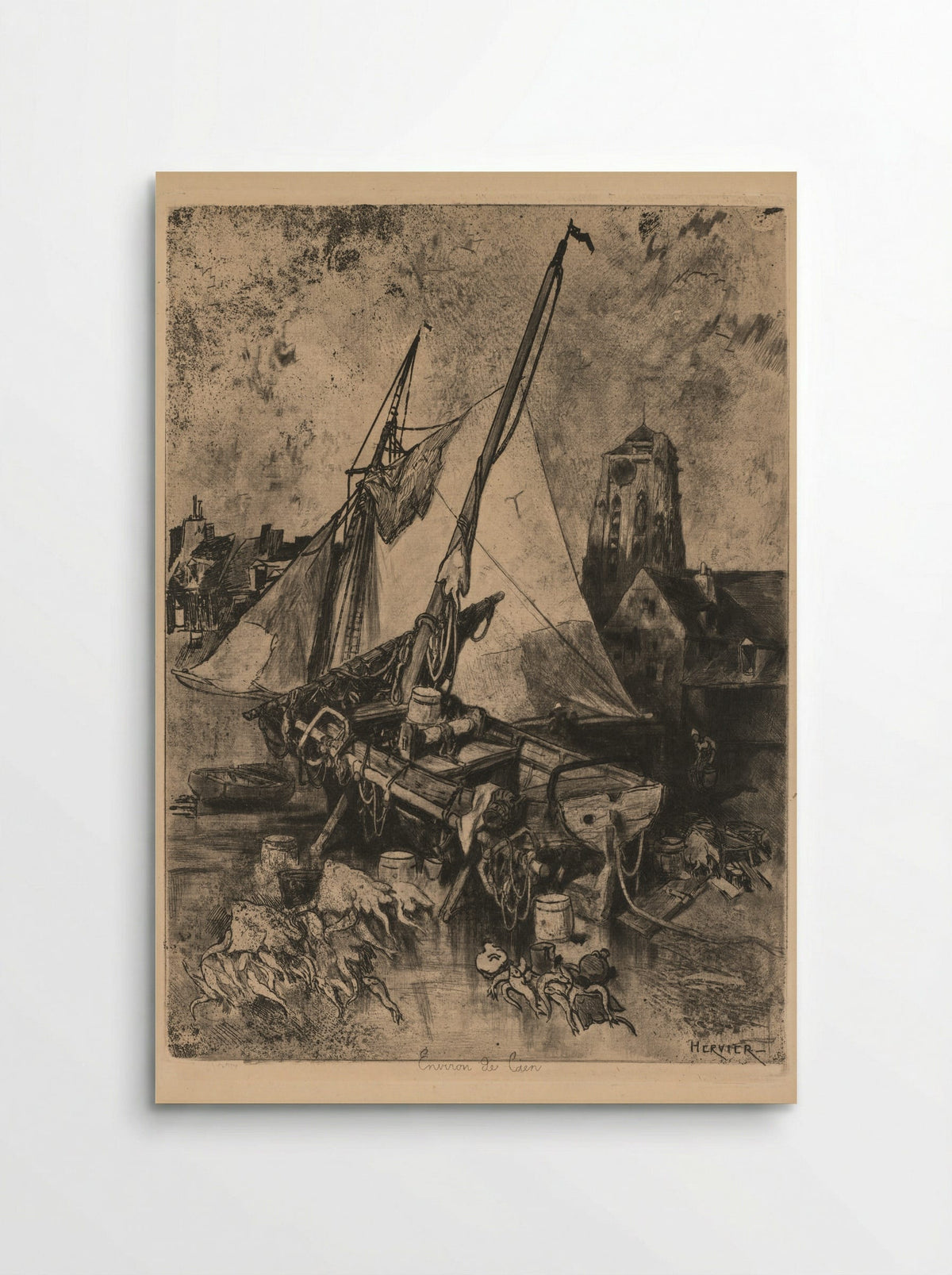 Fishing Boats, Normandy - Louis Adolphe Hervier - Poster