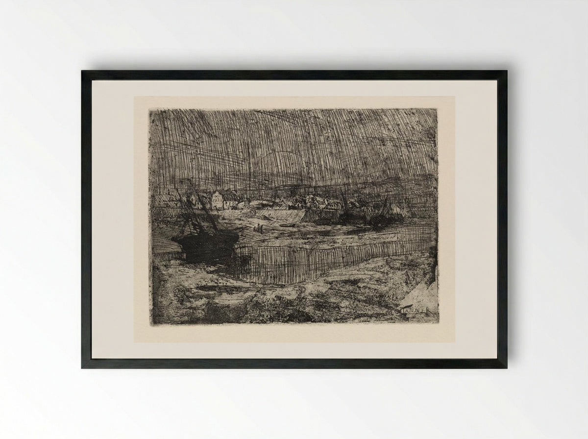 Fishing Boats at Shore, Brittany - Henry Ossawa Tanner - Framed Print Black