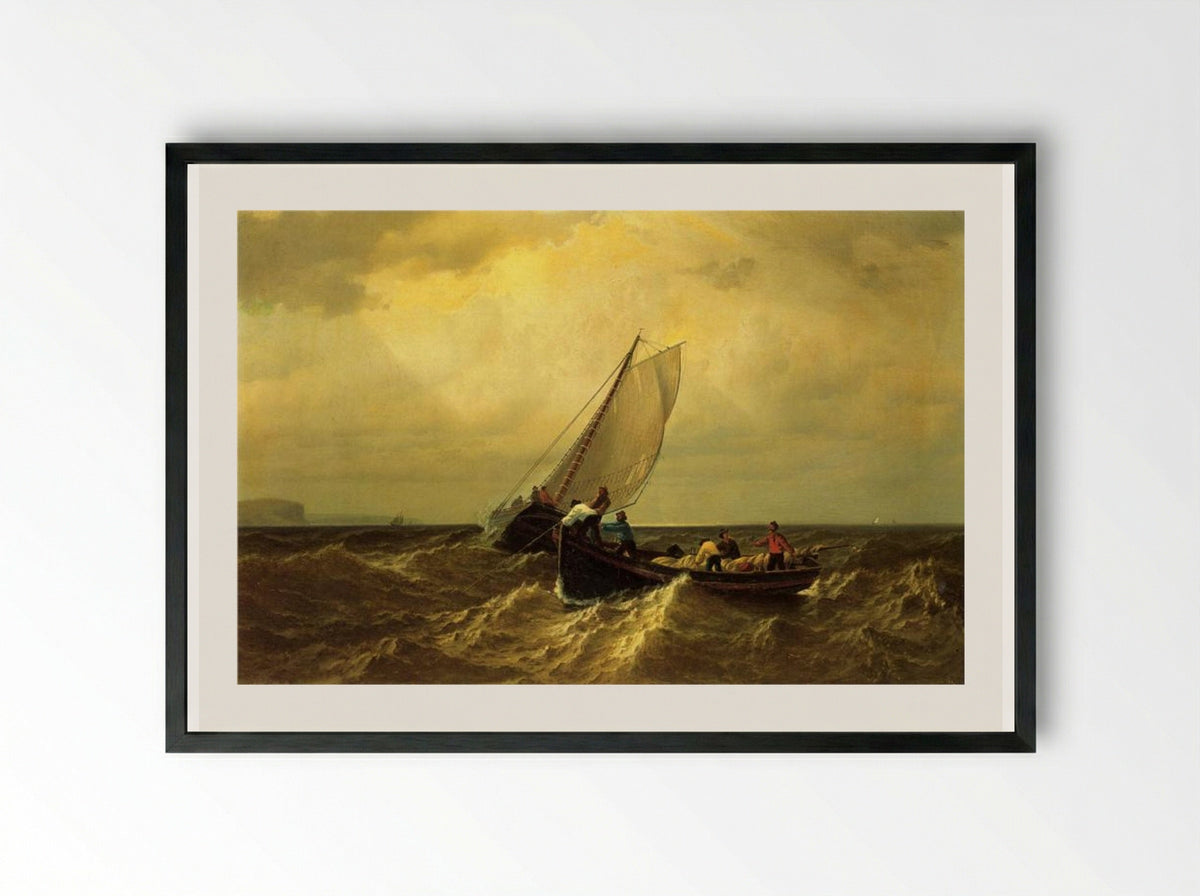 Fishing Boats on the Bay of Fundy - William Bradford - Framed Print Black