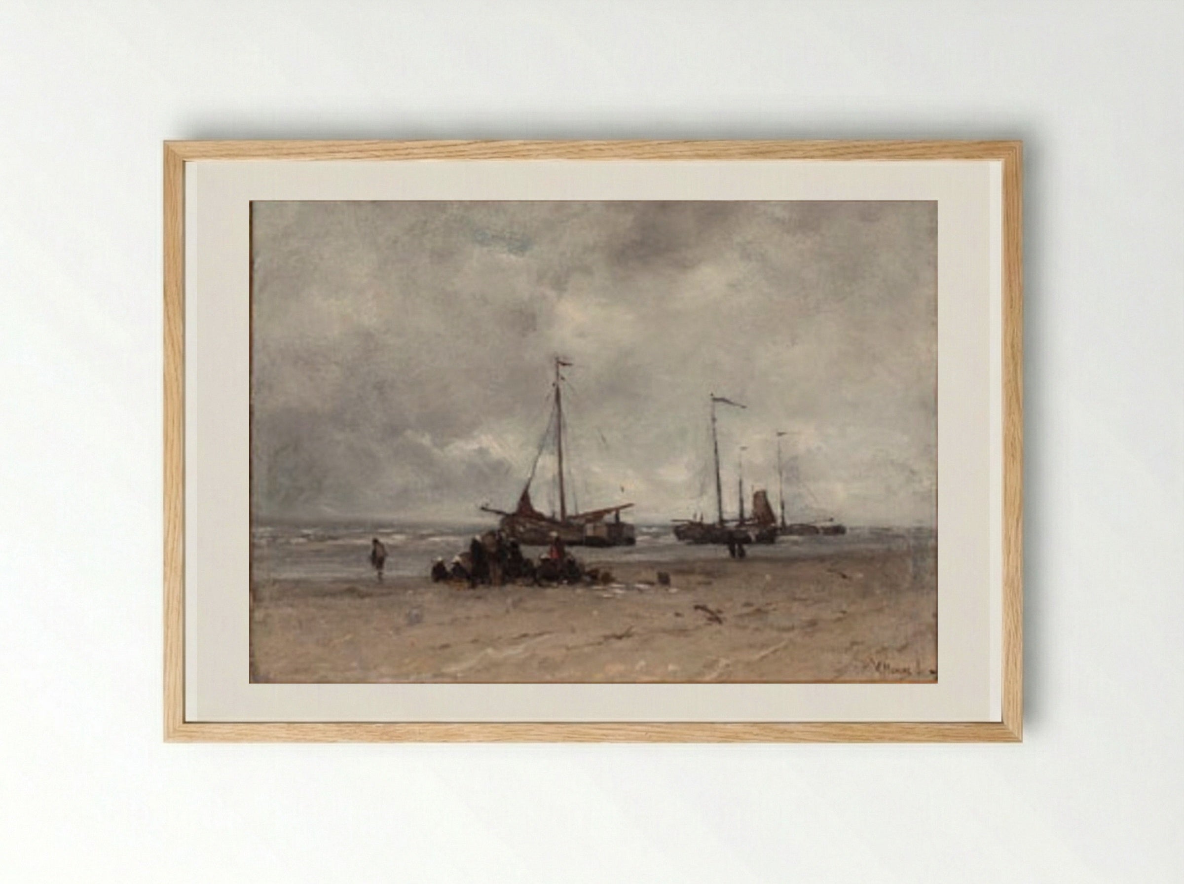 Fishing Boats on the Beach - Anton Mauve - Framed Print Wood