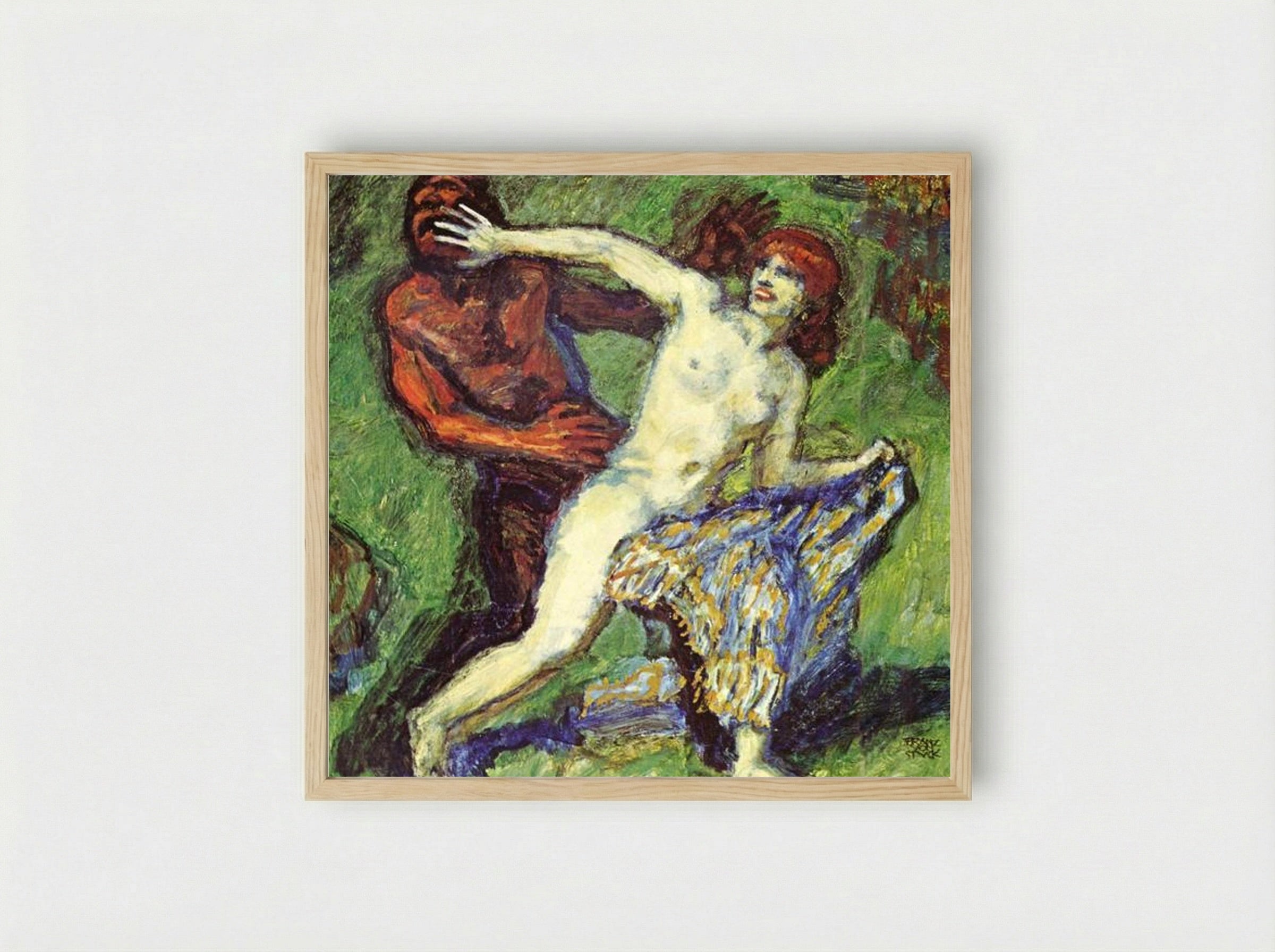 Fishing Game (Faun and Nymph) - Franz von Stuck - Framed Print Wood