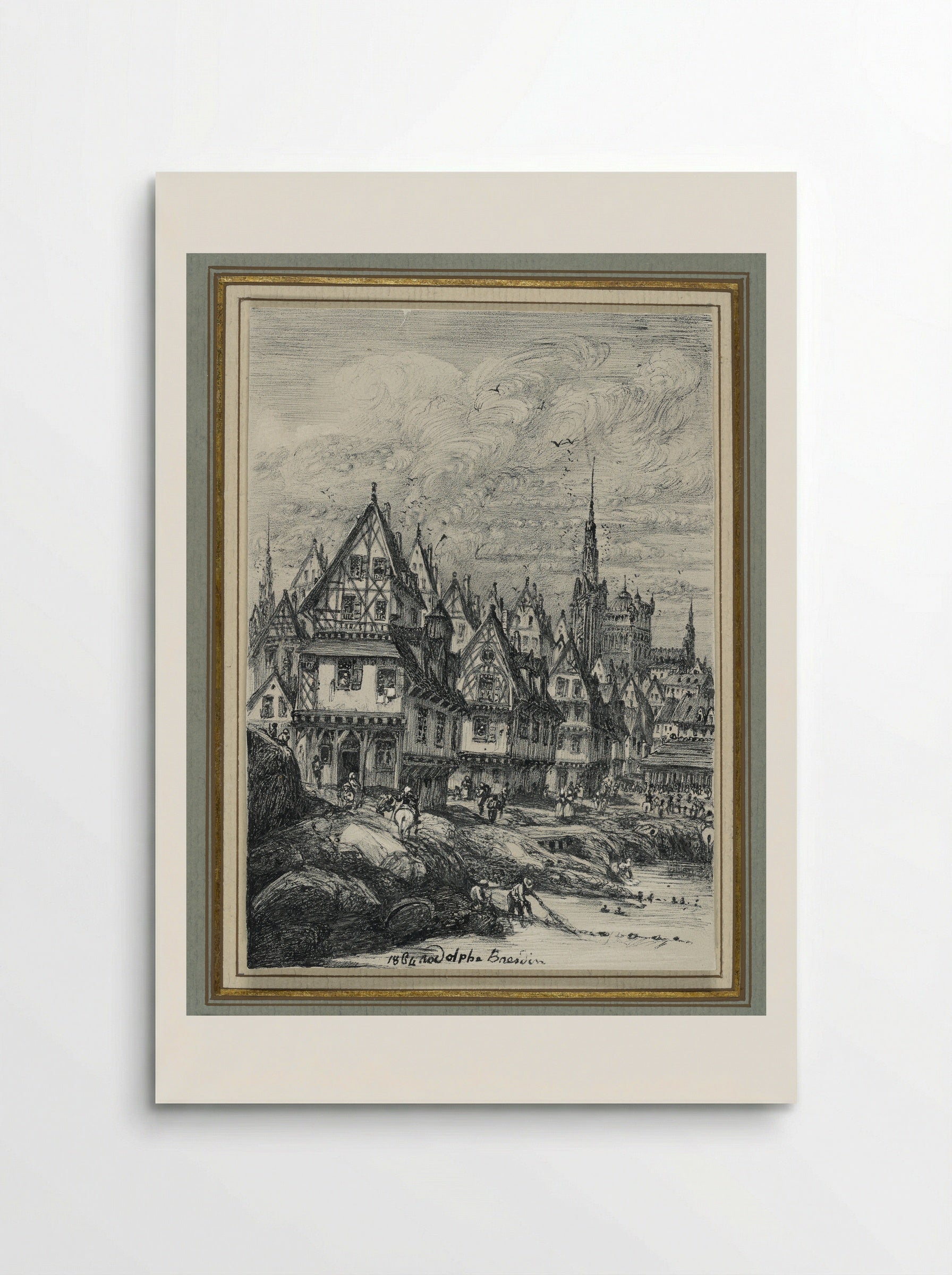Fishing Port with Clock Tower - Rodolphe Bresdin - Poster