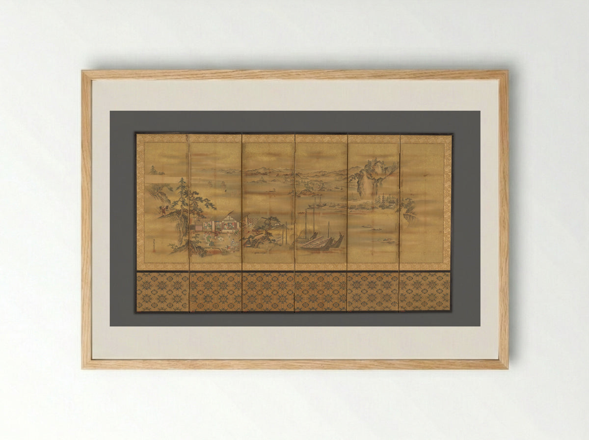 Fishing Village - Andō Baiho - Framed Print Wood