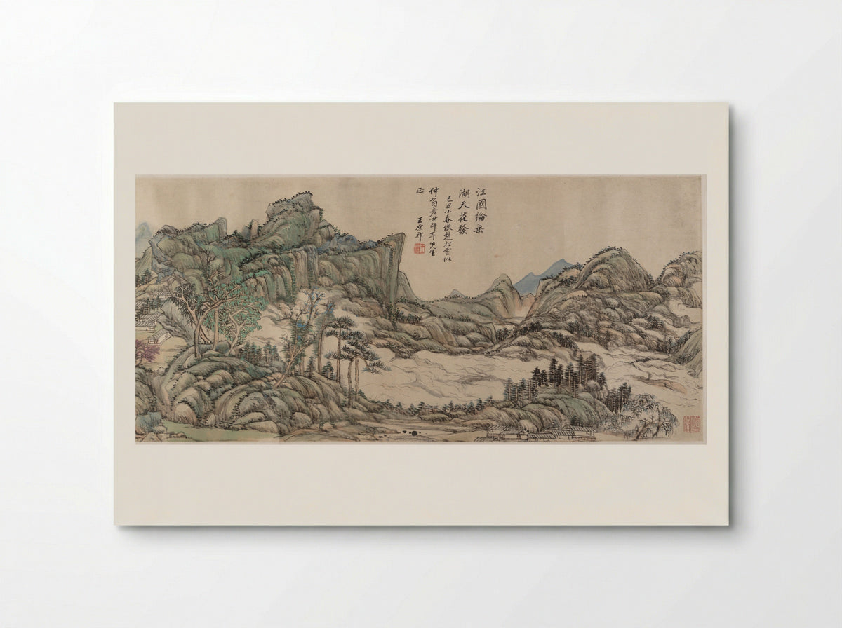 Fishing in River Country at Blossom Time - Wang Yuanqi - Poster
