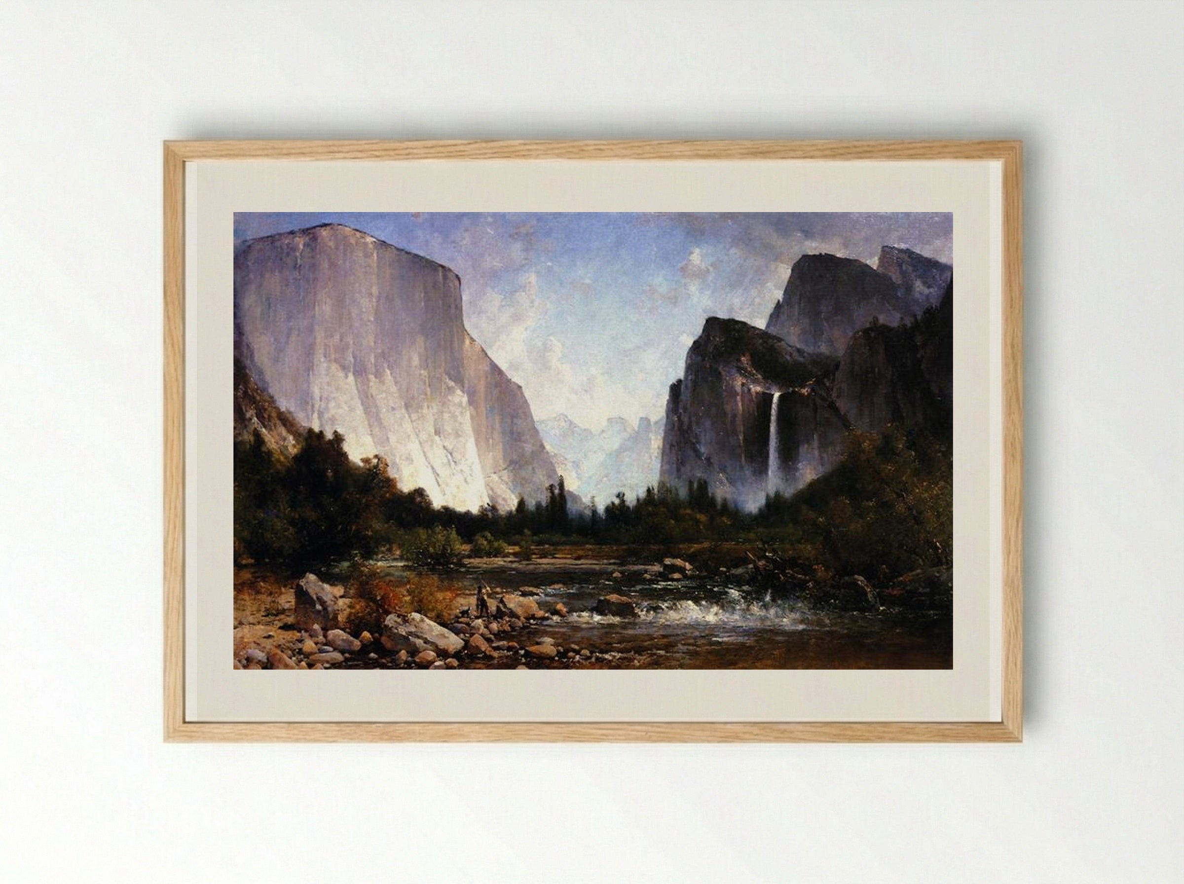 Fishing the Merced River - Thomas Hill - Framed Print Wood