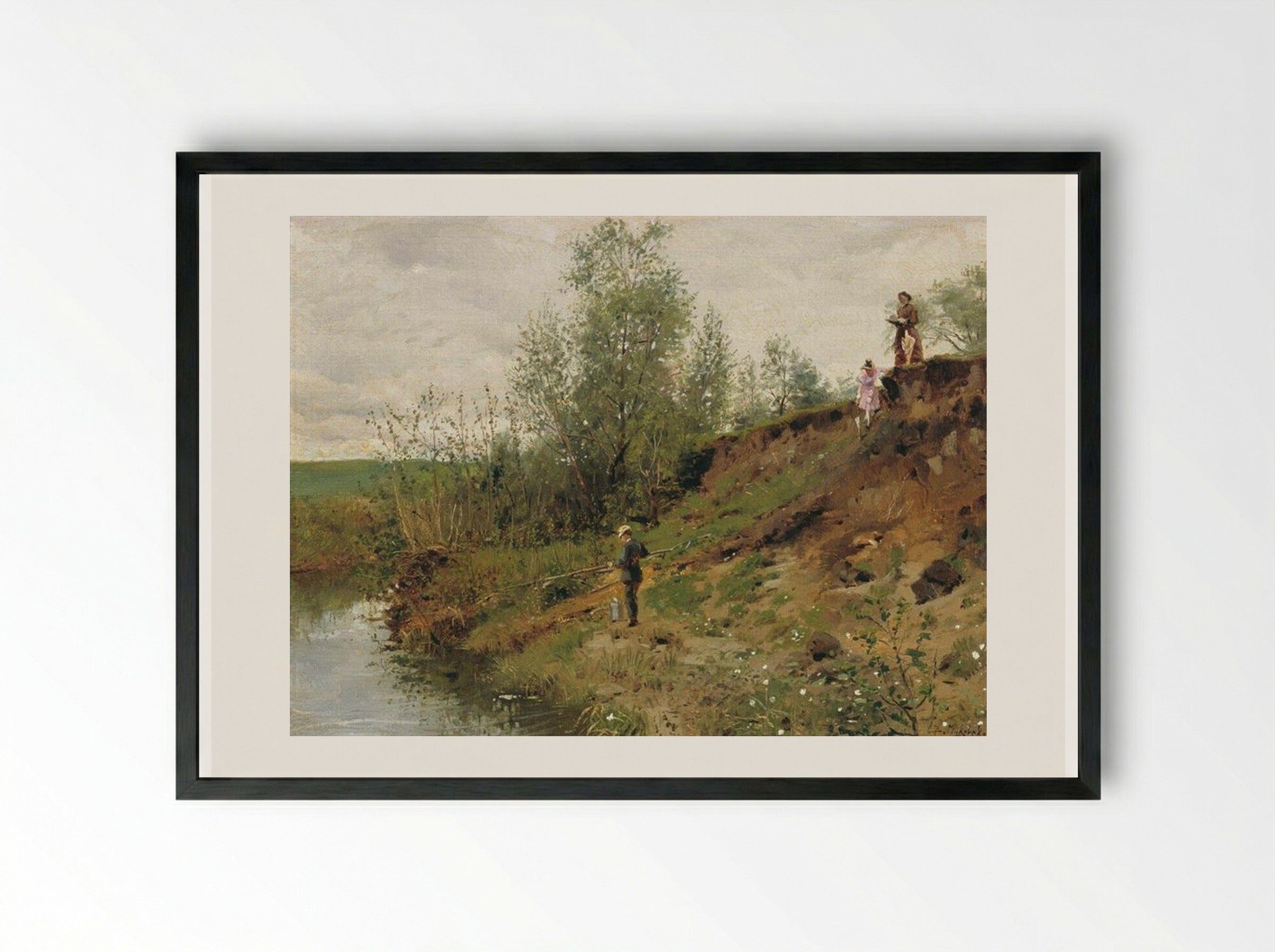 Fishing - Vladimir Makovsky - Framed Print Black