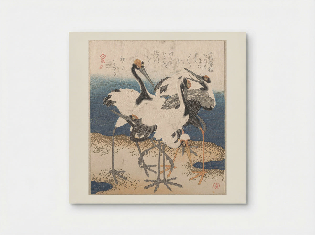 Five Cranes by the Water’s Edge - Totoya Hokkei - Poster